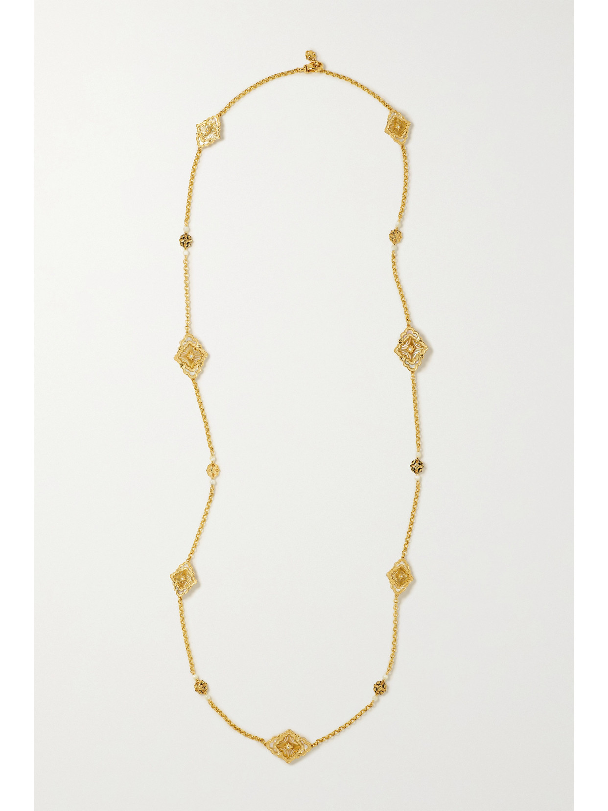 Buccellati Opera Tulle 18-karat Gold, Mother-of-pearl And Diamond Necklace