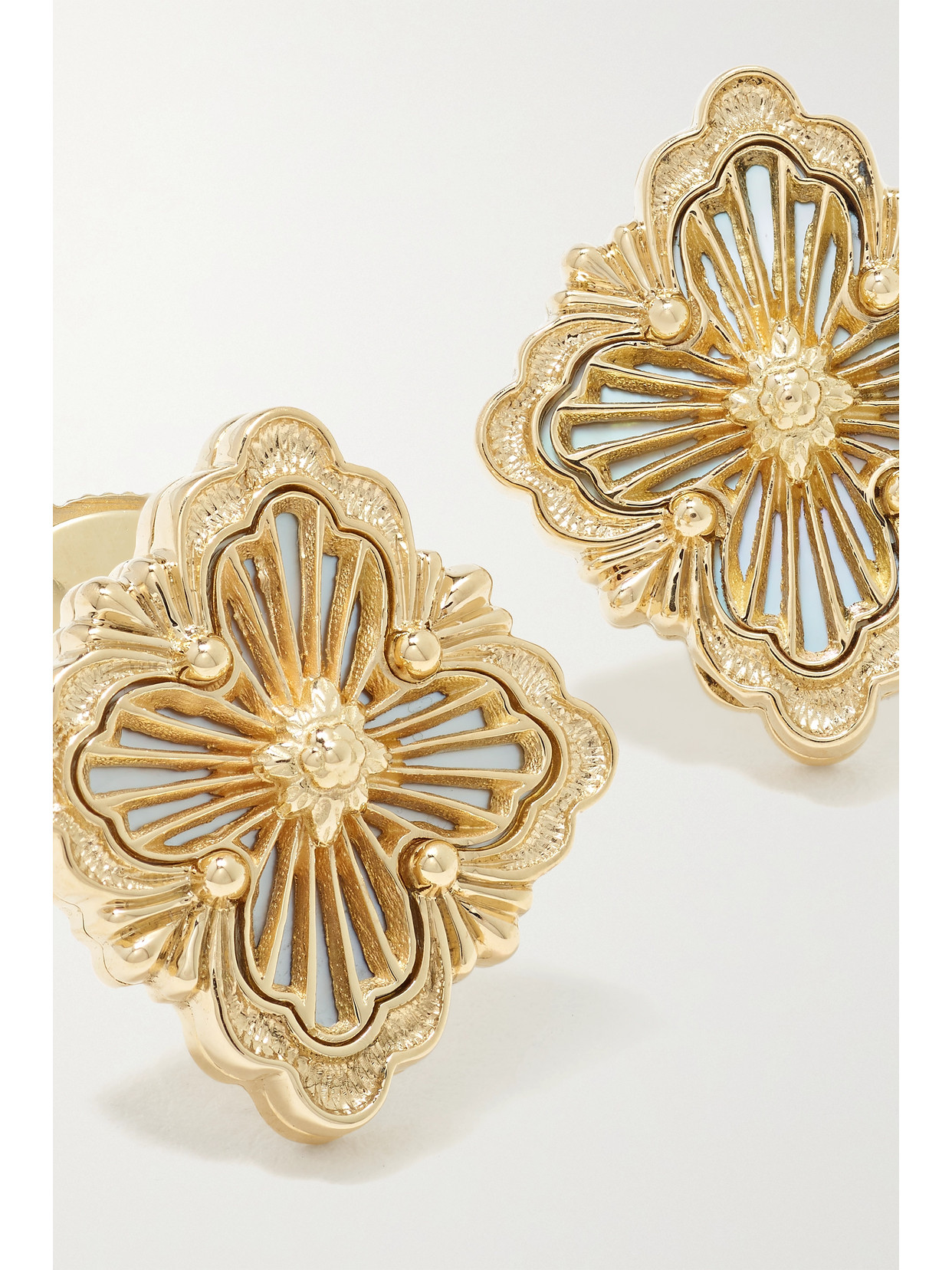 Buccellati Opera Tulle 18-karat Gold Mother-of-pearl Earrings In Gold