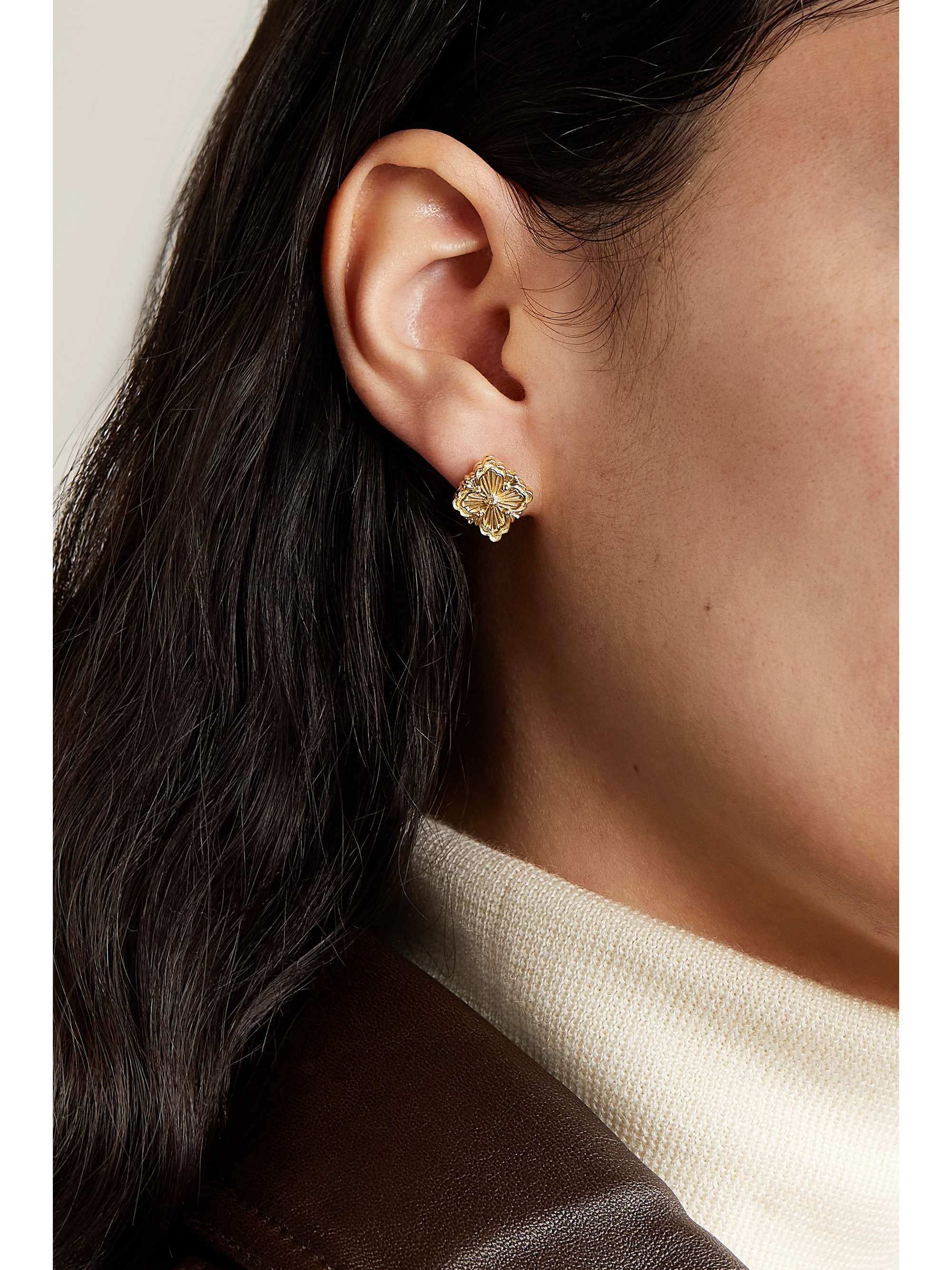 BUCCELLATI Opera Tulle 18-karat gold enamel earrings