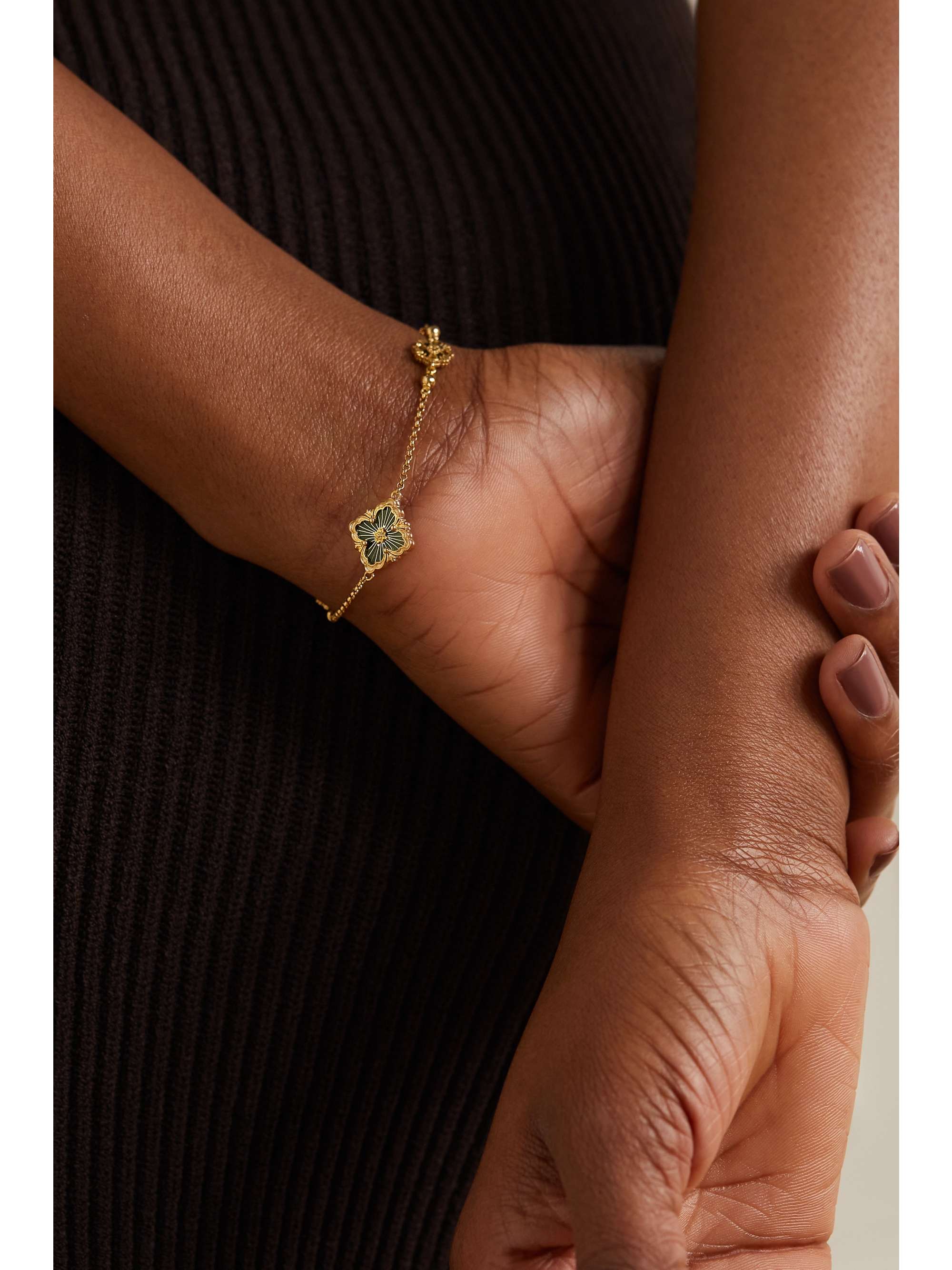BUCCELLATI Opera Tulle 18-karat gold and enamel bracelet