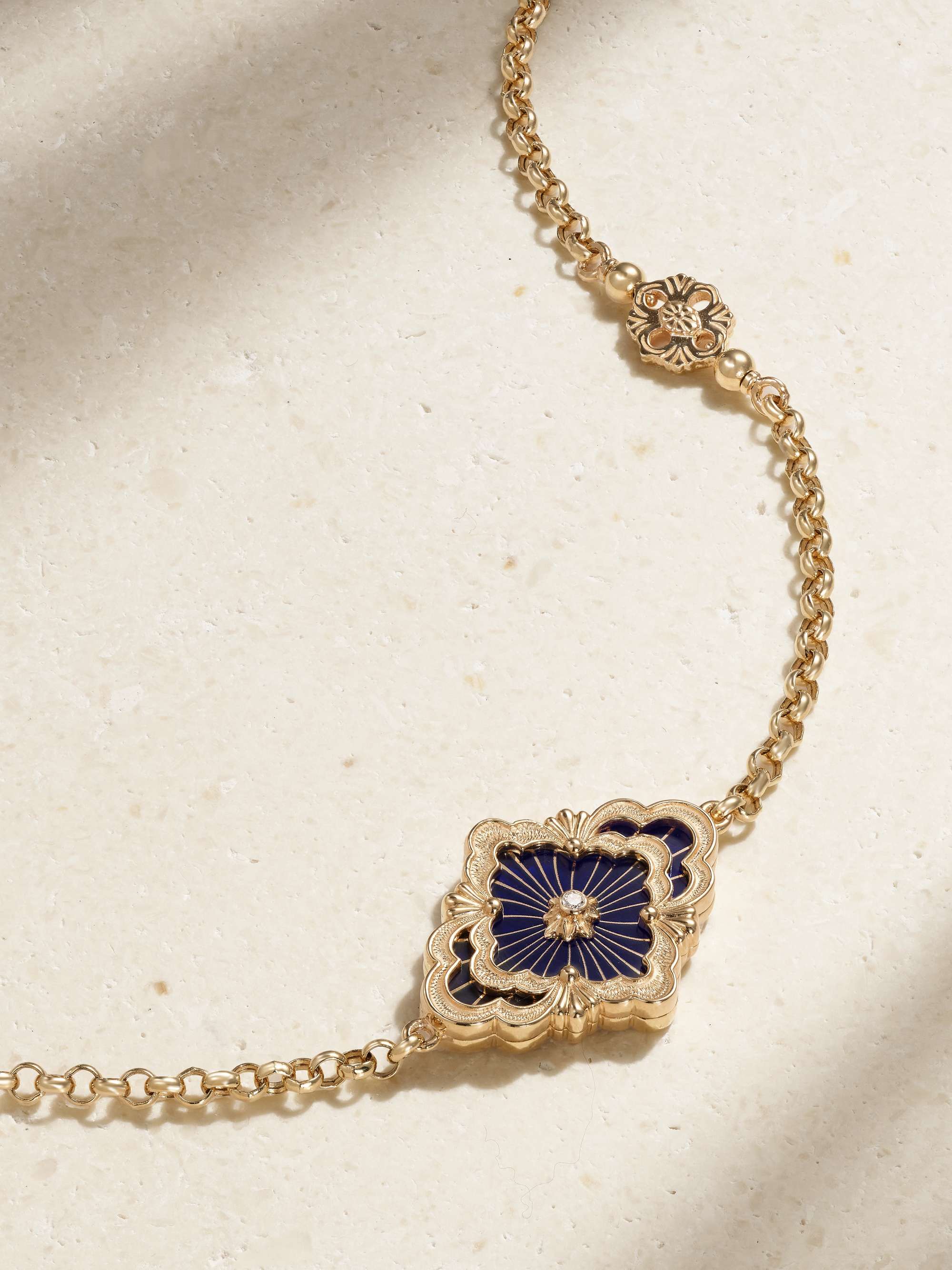 BUCCELLATI Opera 18-karat gold, enamel and diamond necklace