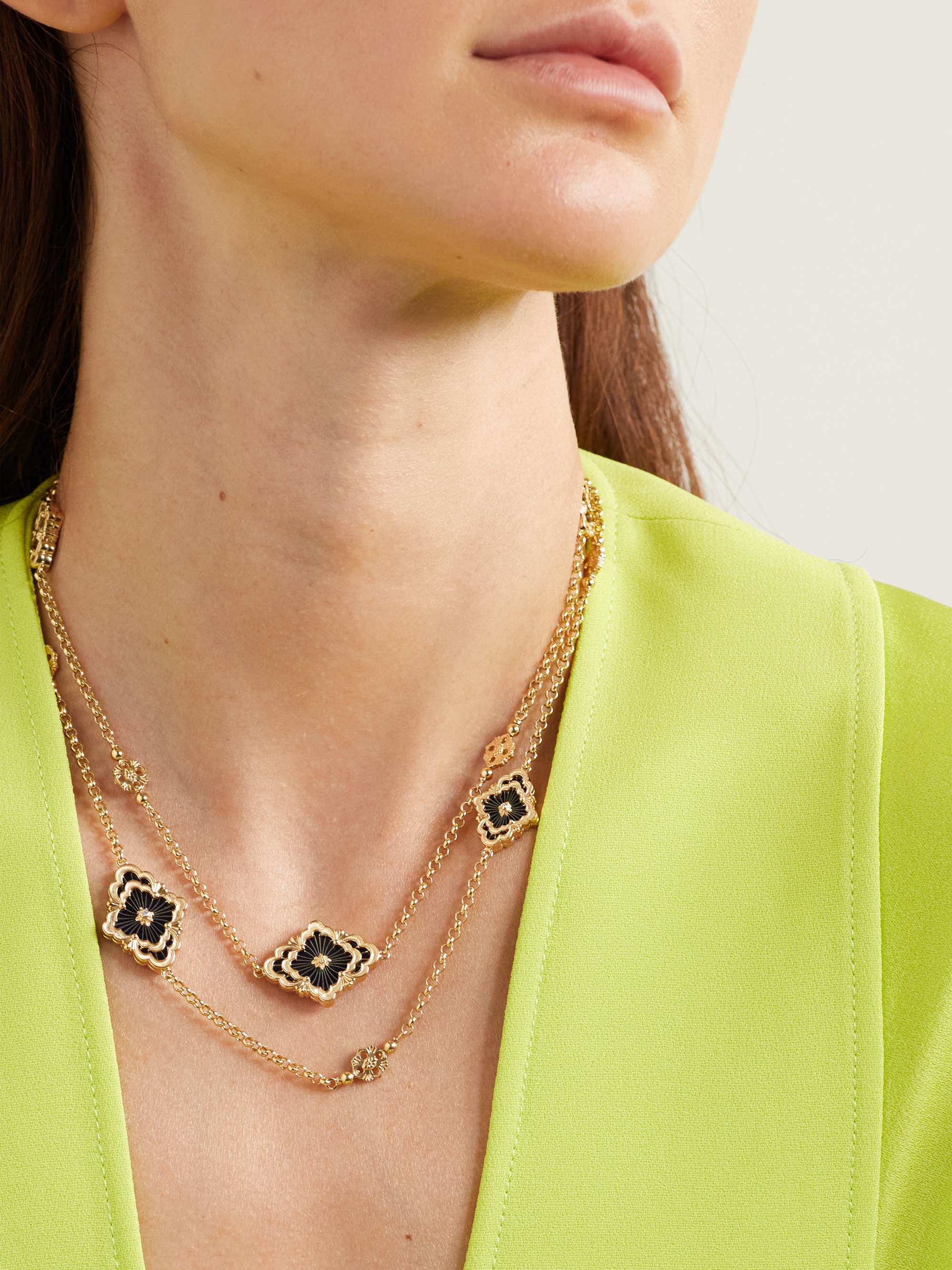 BUCCELLATI Opera 18-karat gold, enamel and diamond necklace