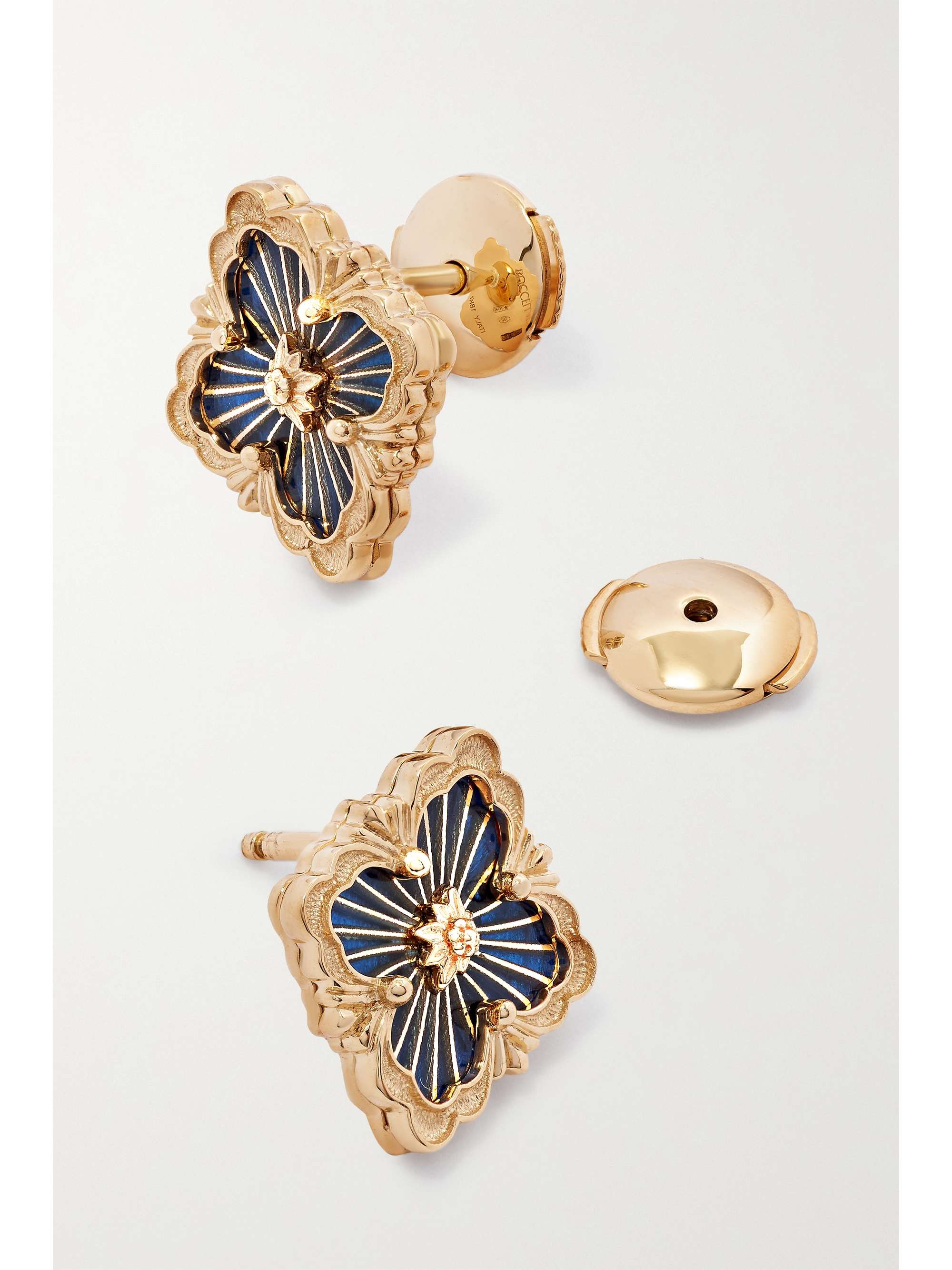 BUCCELLATI Opera Tulle 18-karat gold enamel earrings