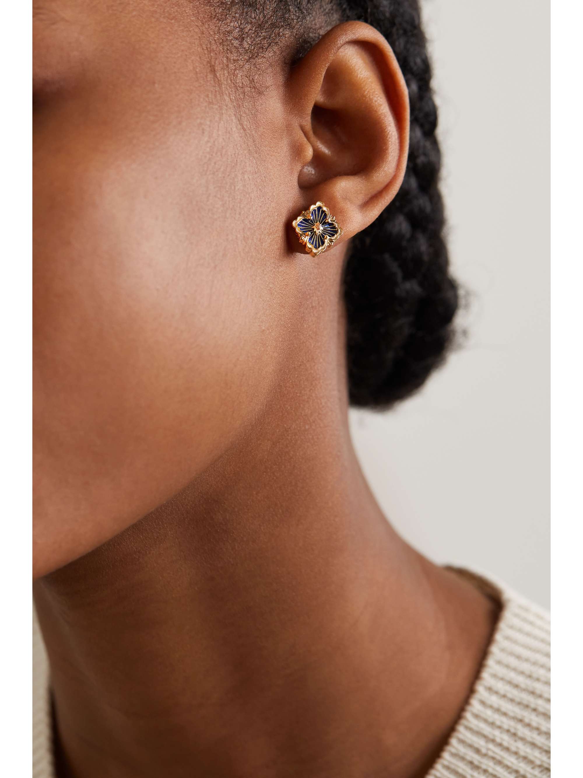 BUCCELLATI Opera Tulle 18-karat gold enamel earrings