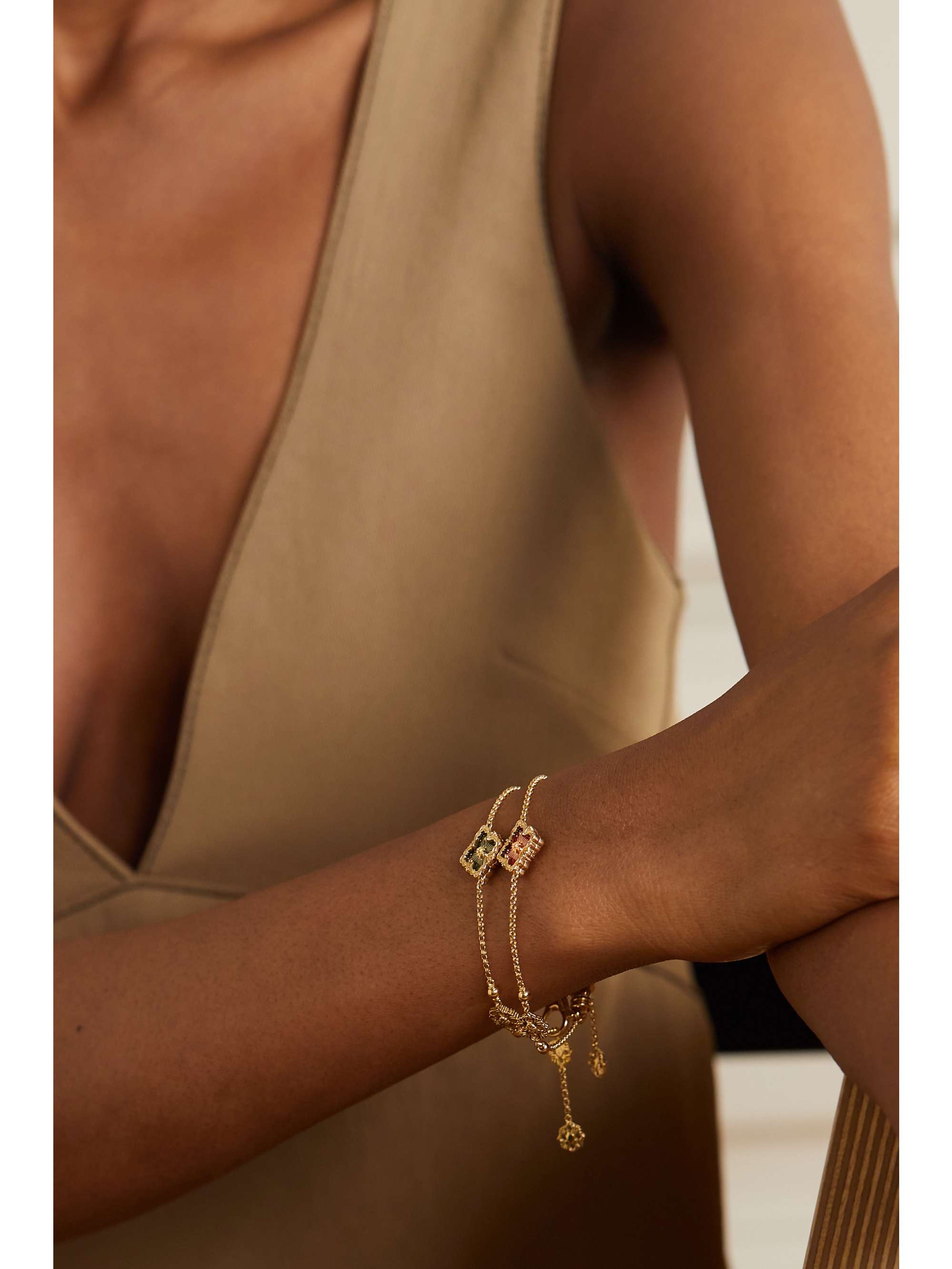 BUCCELLATI Opera Tulle 18-karat gold and enamel bracelet