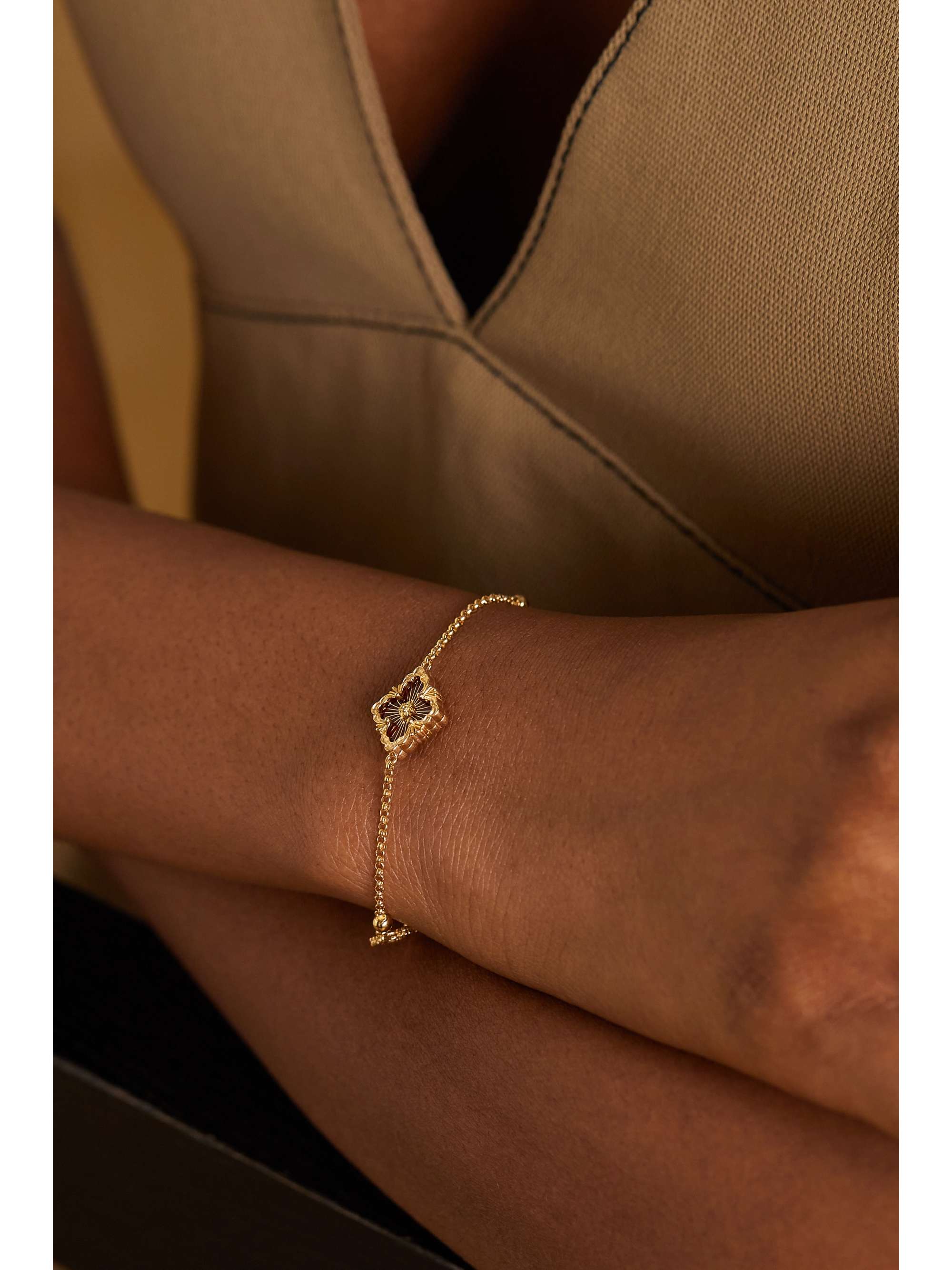 BUCCELLATI Opera Tulle 18-karat gold and enamel bracelet