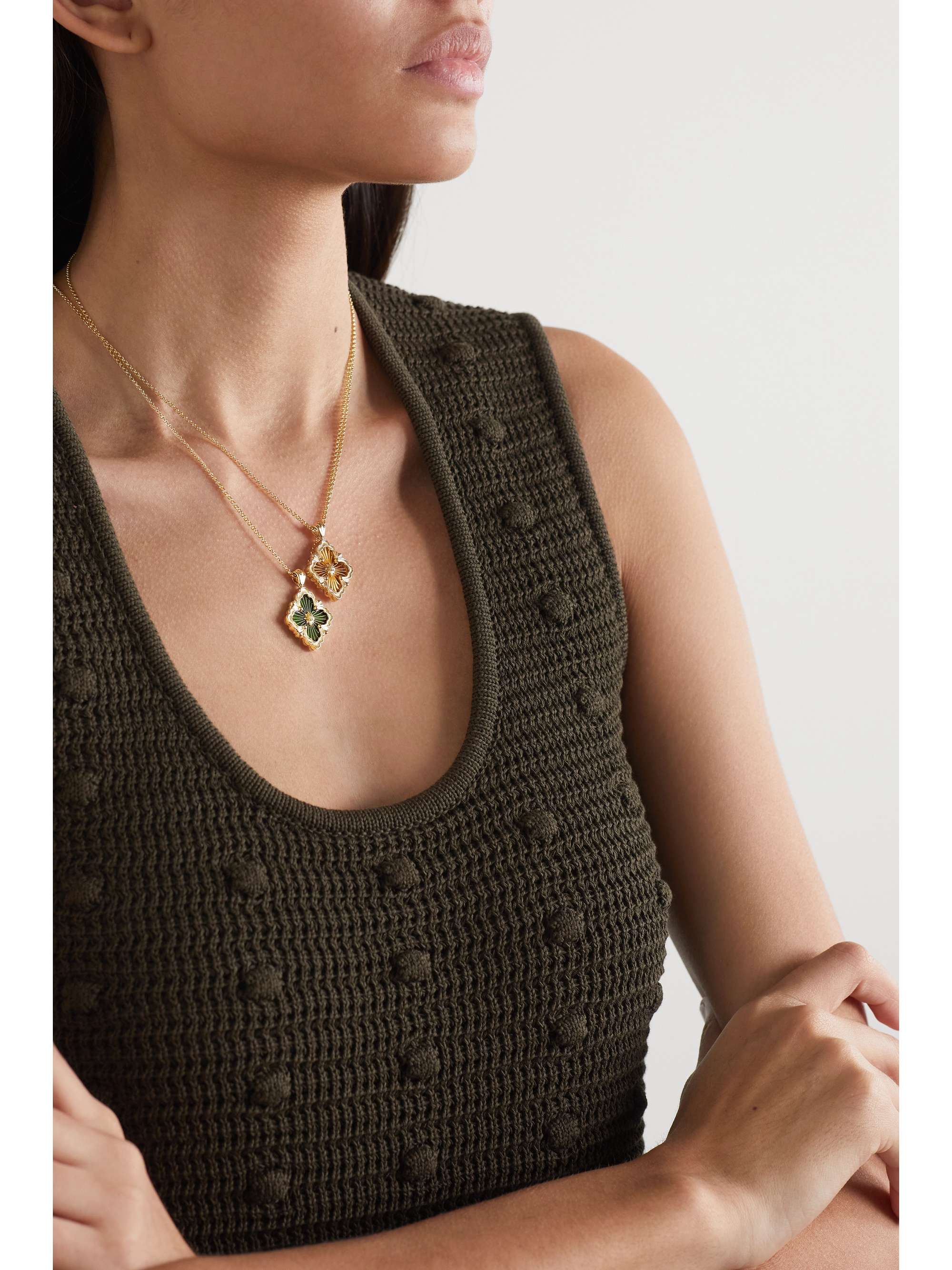 BUCCELLATI Opera Tulle 18-karat gold and enamel necklace