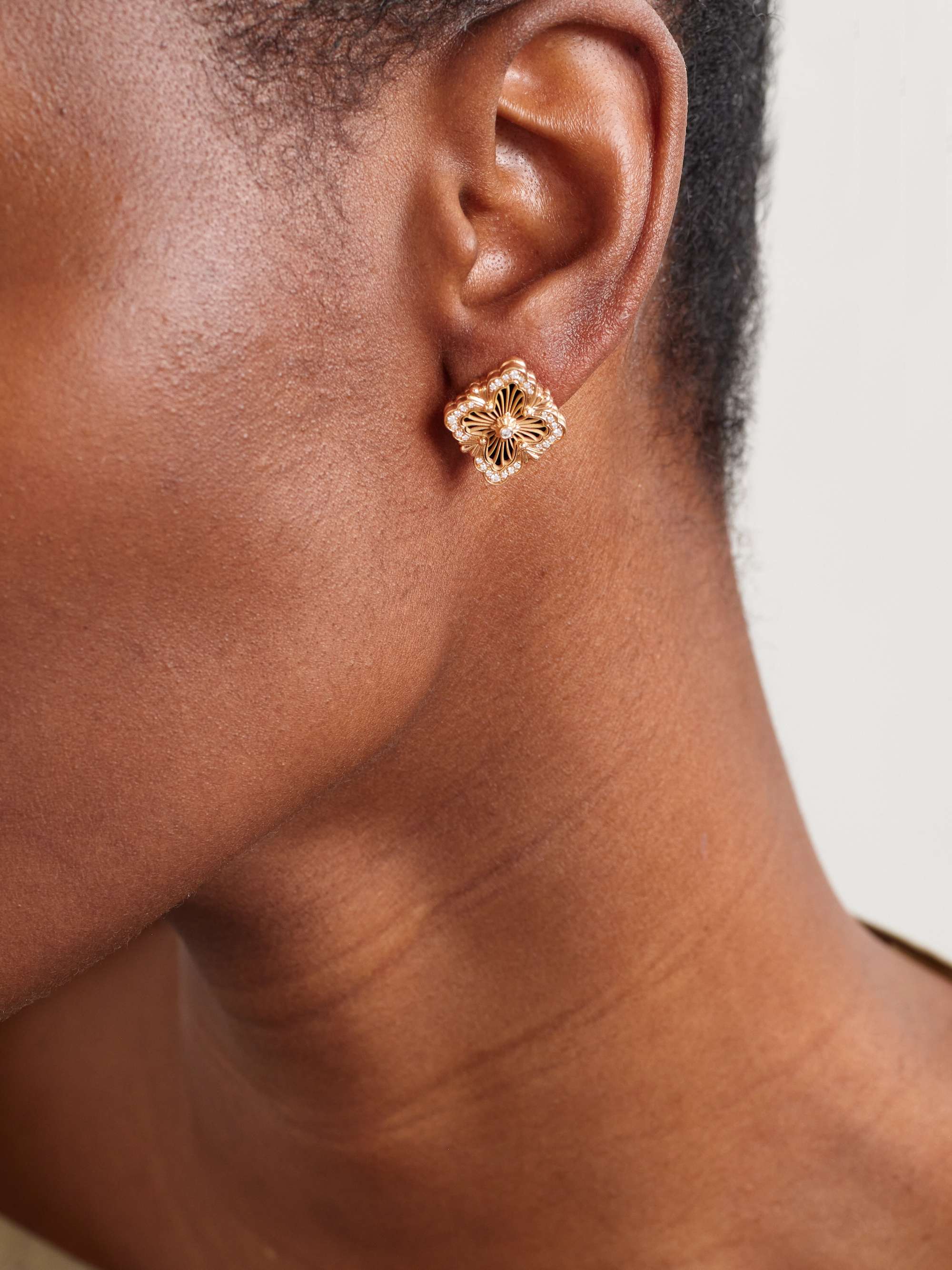 BUCCELLATI Opera Tulle 18-karat rose gold, onyx and diamond earrings