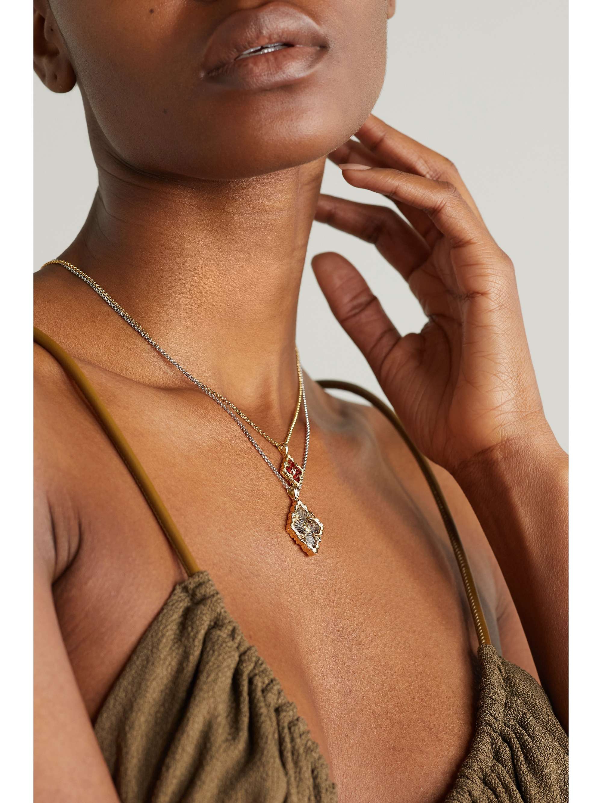 BUCCELLATI Opera Tulle 18-karat gold and enamel necklace