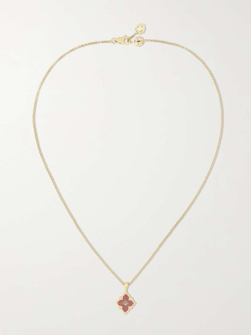 Buccellati Opera Tulle 18-karat Gold And Enamel Necklace
