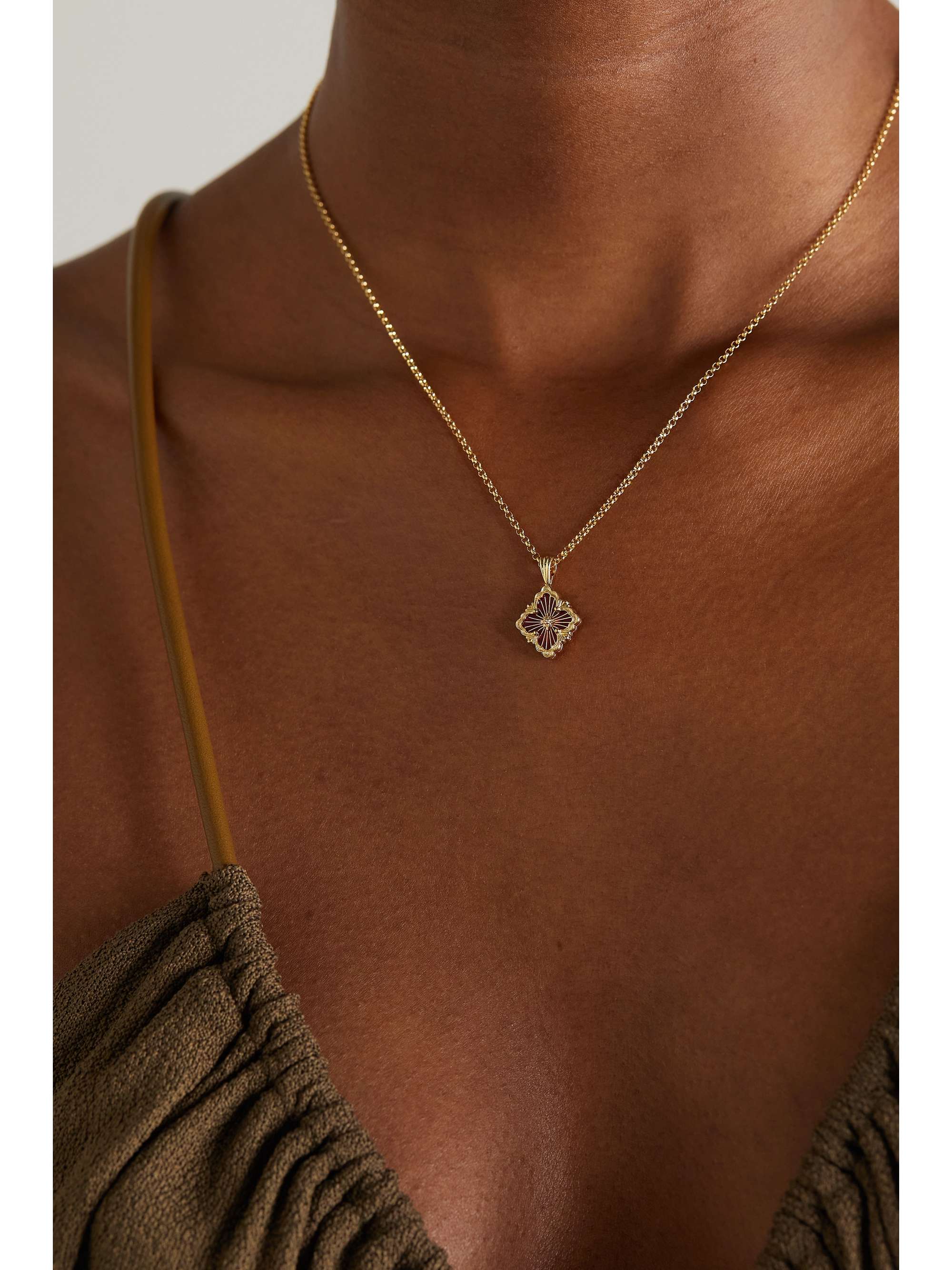 BUCCELLATI Opera Tulle 18-karat gold and enamel necklace