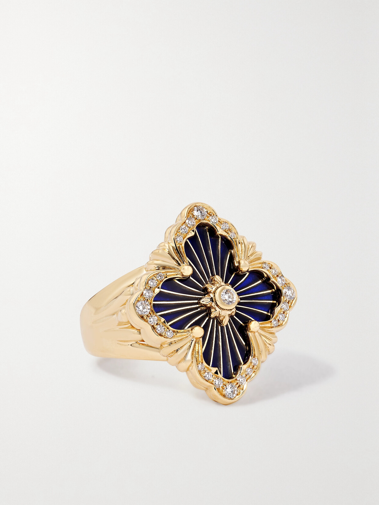 Buccellati Opera Tulle 18-karat Gold, Enamel And Diamond Ring - 52