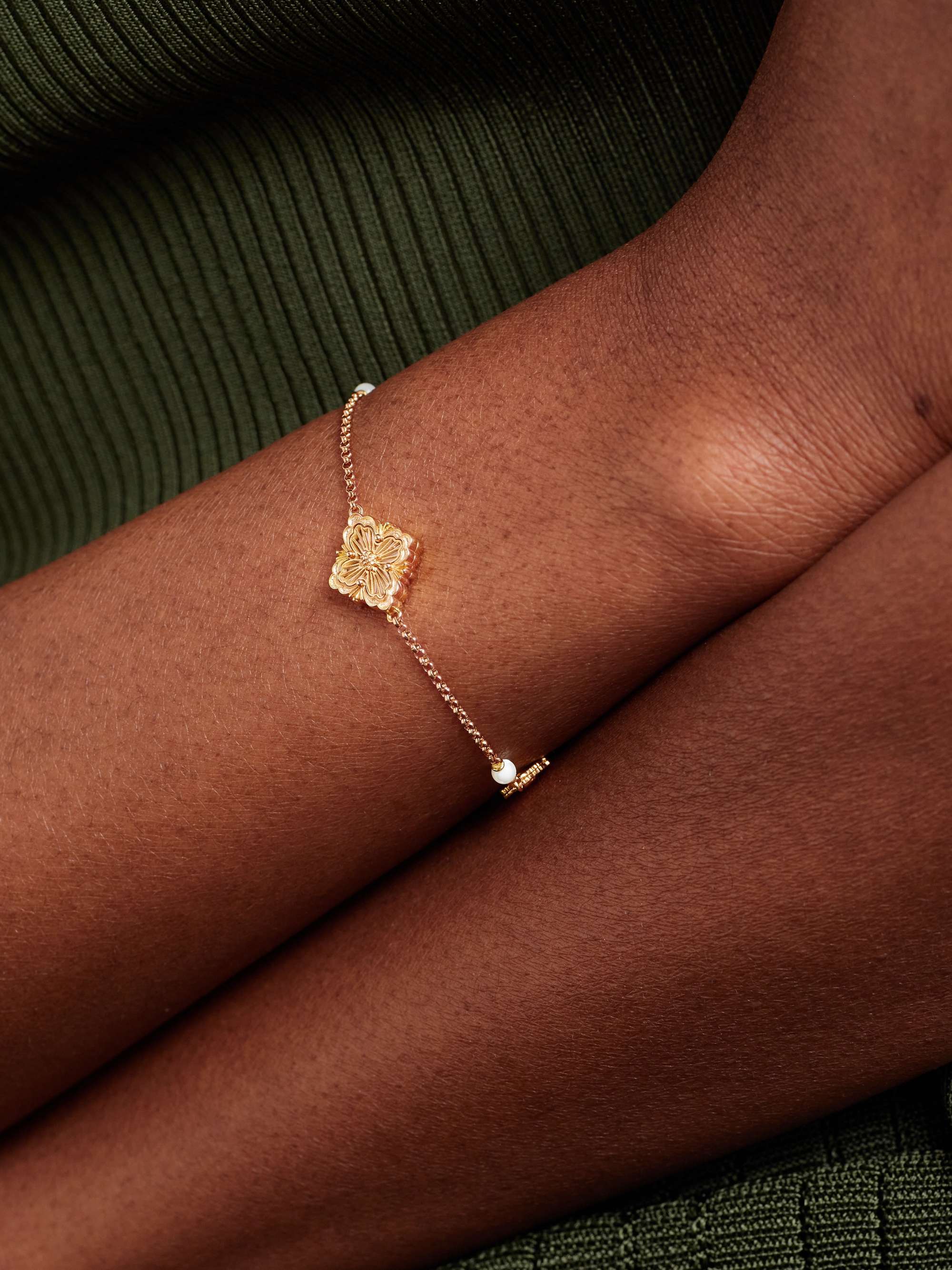 BUCCELLATI Opera Tulle 18-karat gold and enamel bracelet