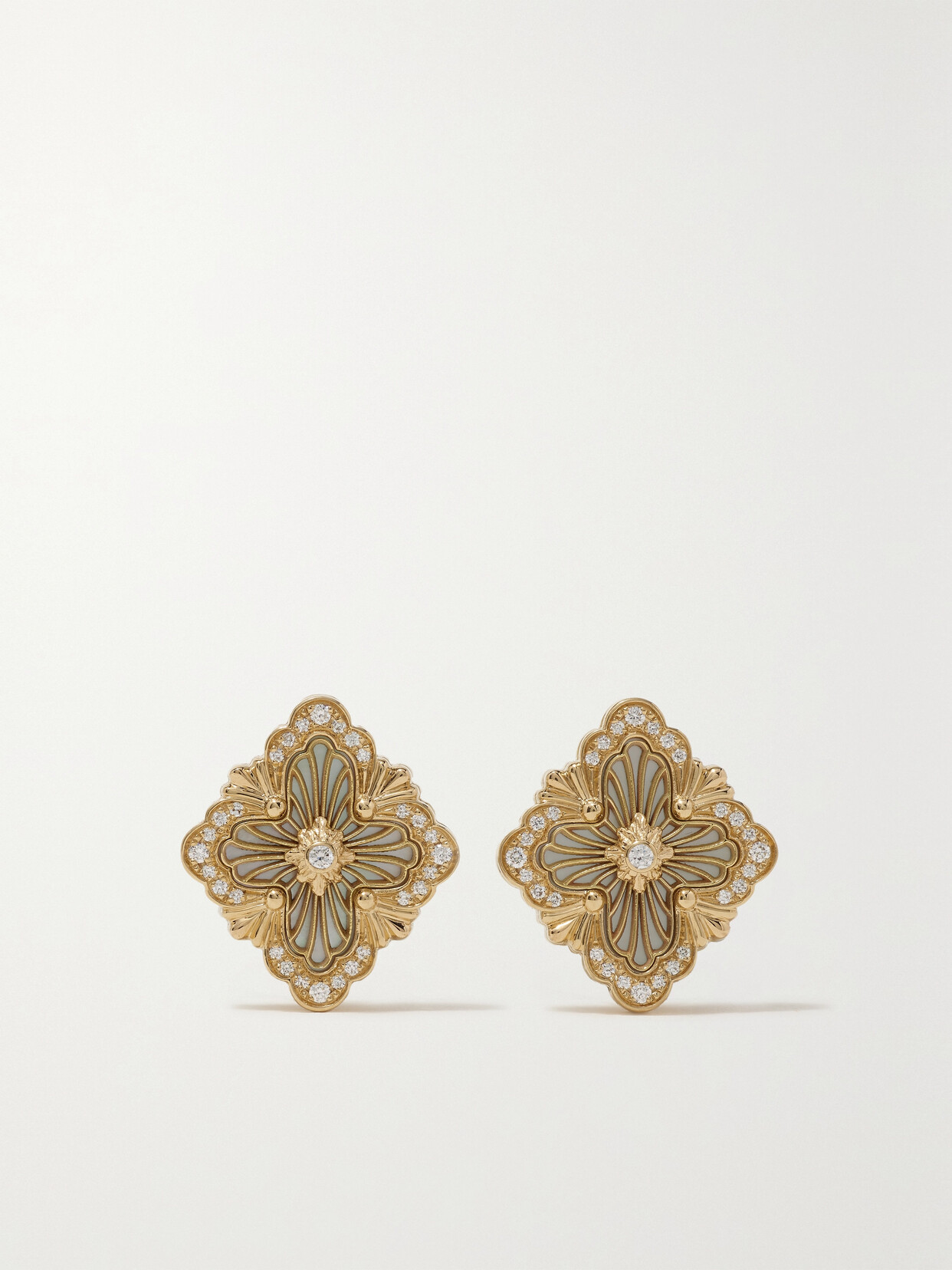 Buccellati Opera Tulle 18-karat Gold, Mother-of-pearl And Diamond Earrings