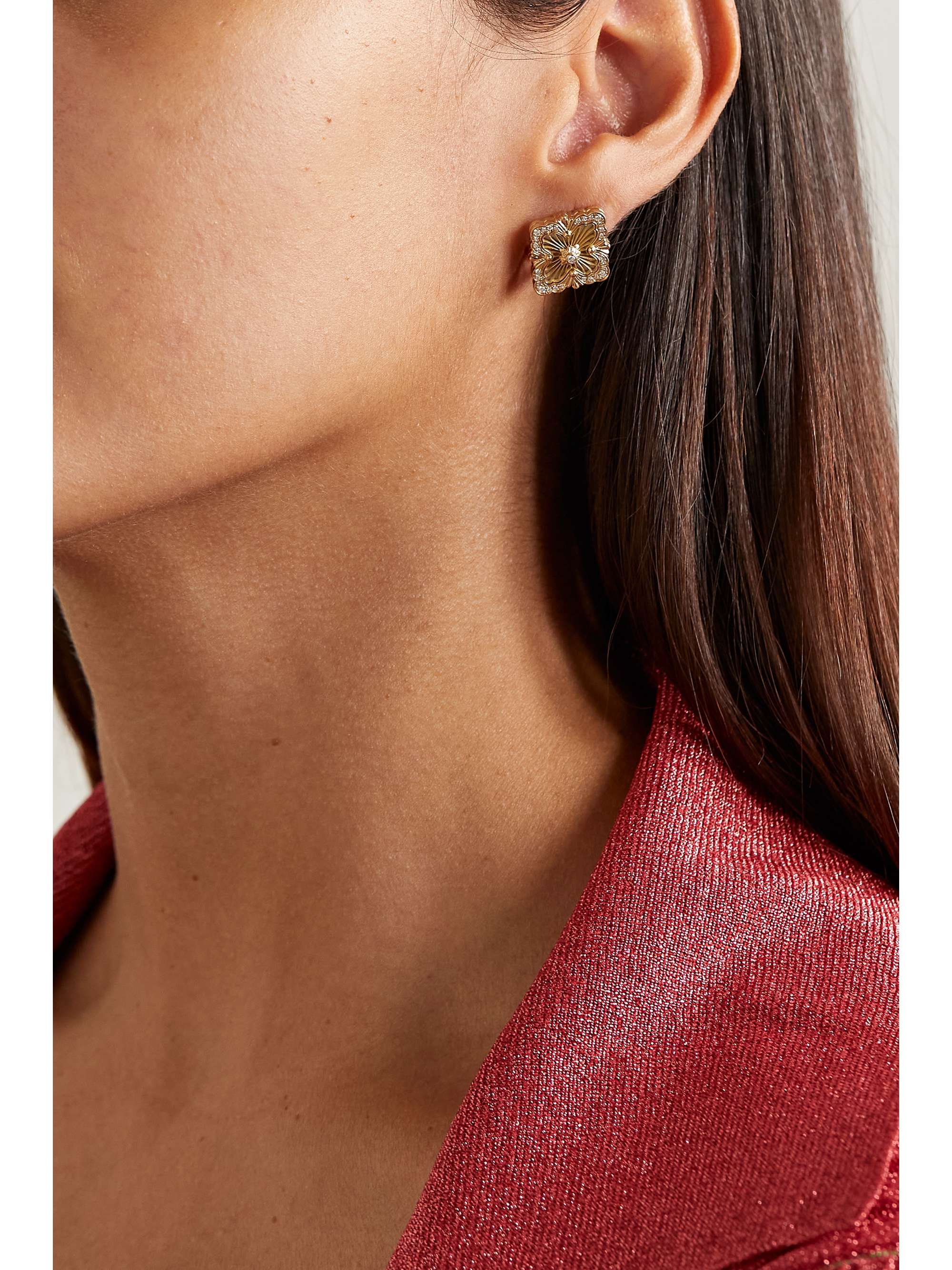 BUCCELLATI Opera Tulle 18-karat gold enamel earrings