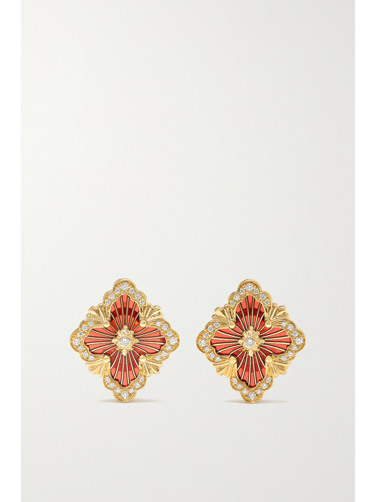 Buccellati Opera Tulle 18-karat Gold, Enamel And Diamond Earrings