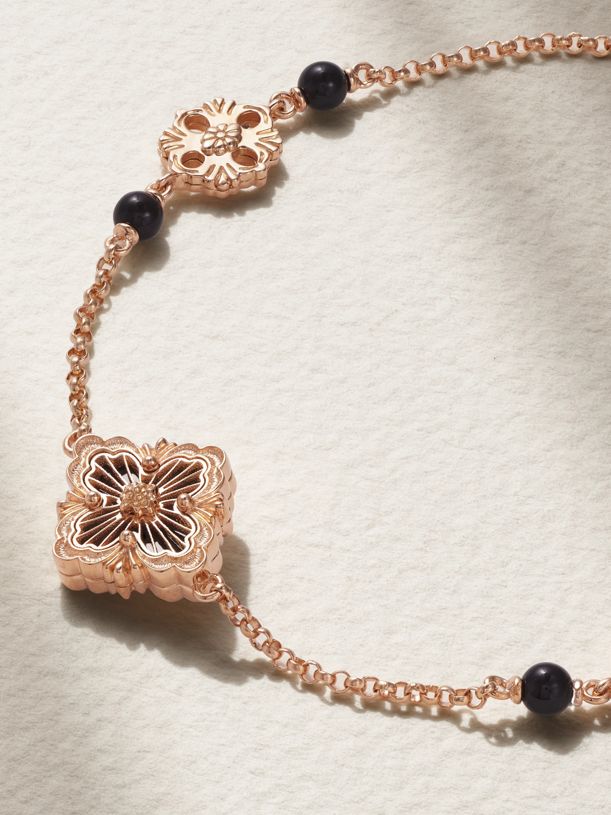 Buccellati Opera Tulle 18-karat Rose Gold Onyx Bracelet In Rose Gold