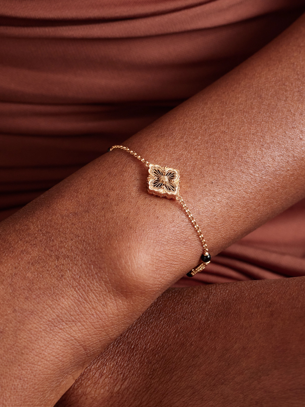 Buccellati Opera Tulle 18-karat Rose Gold Onyx Bracelet In Rose Gold