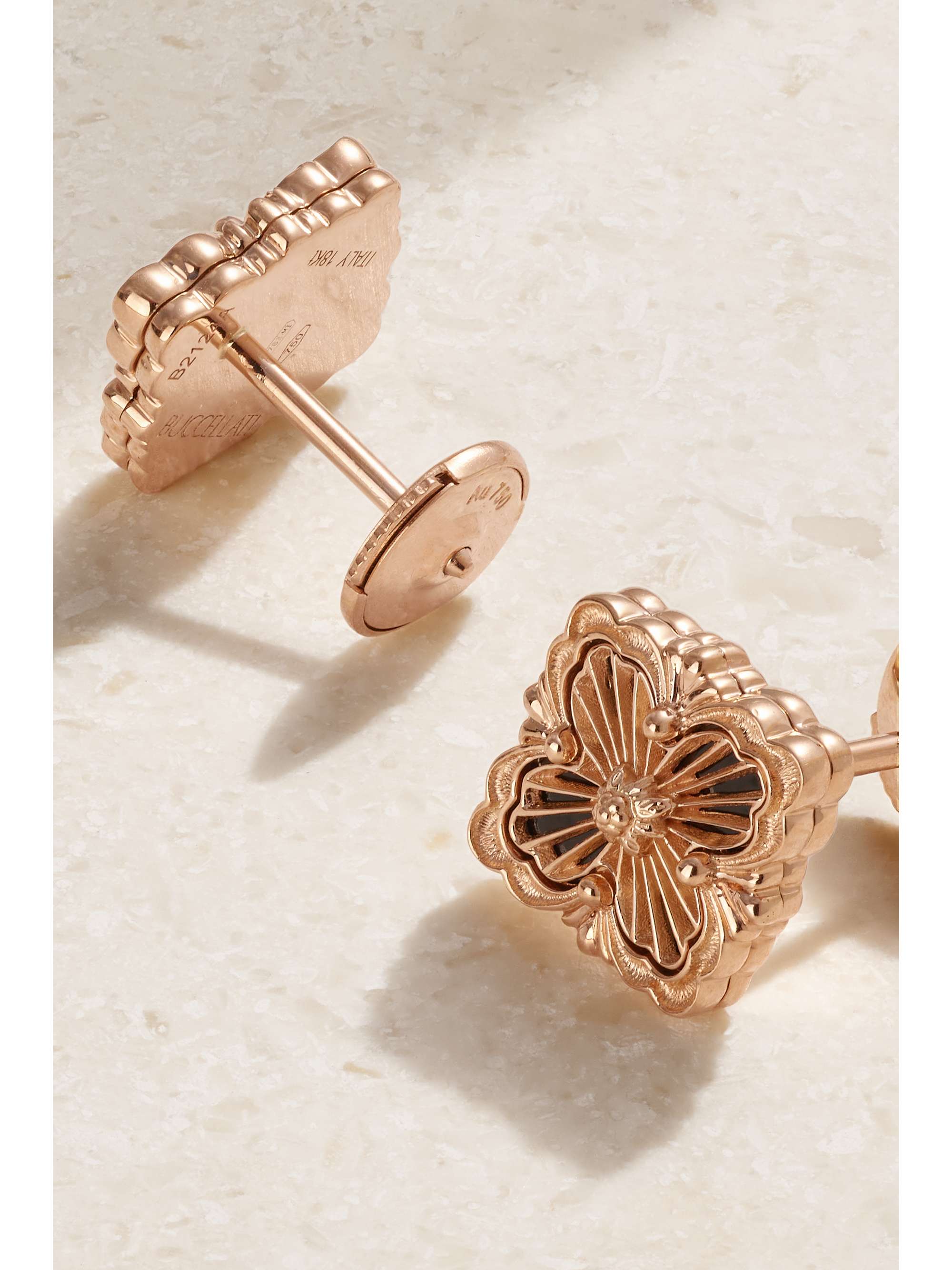 BUCCELLATI Opera Tulle 18-karat gold enamel earrings