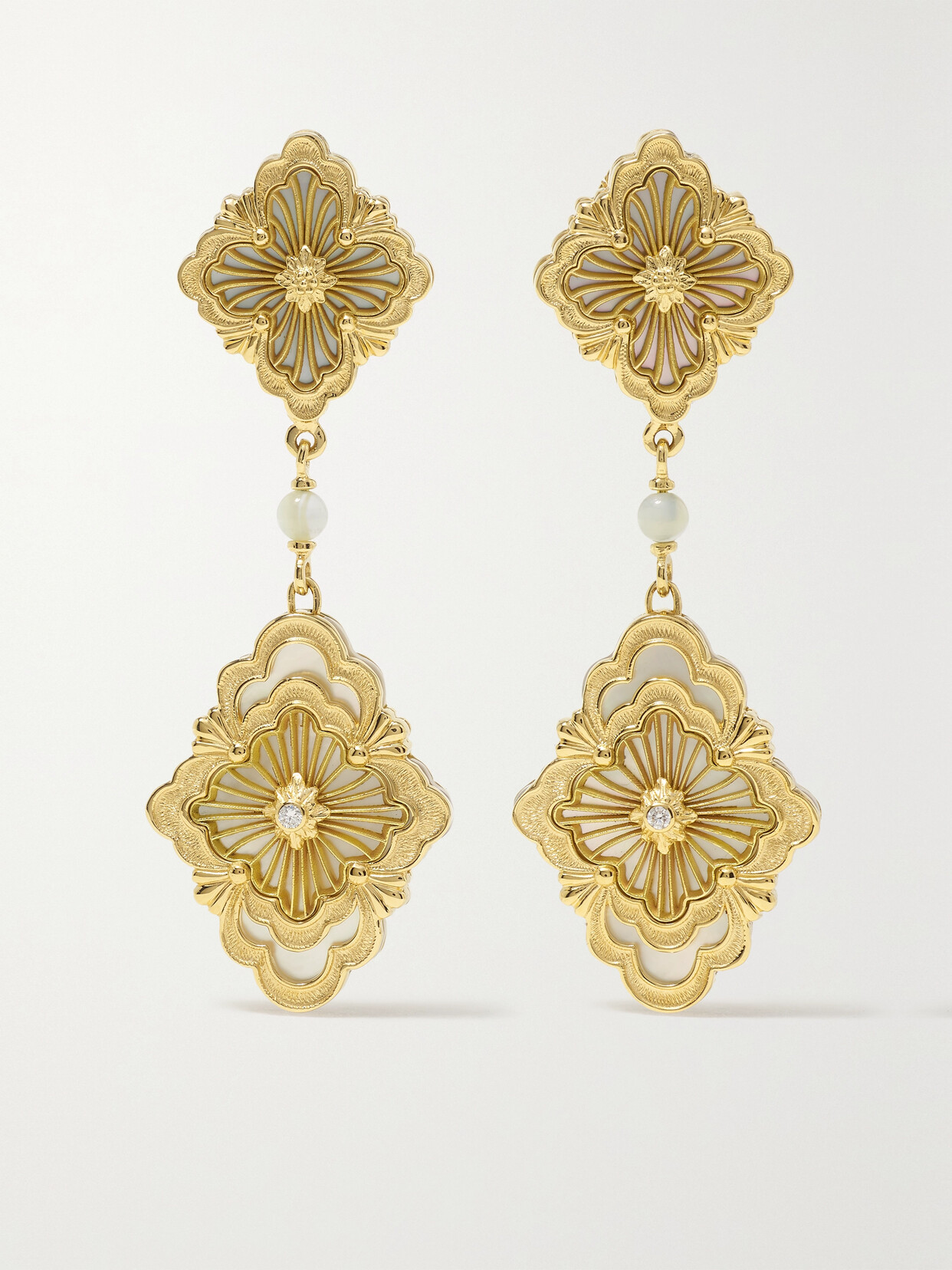 Buccellati Opera Tulle 18-karat Gold, Mother-of-pearl And Diamond Earrings