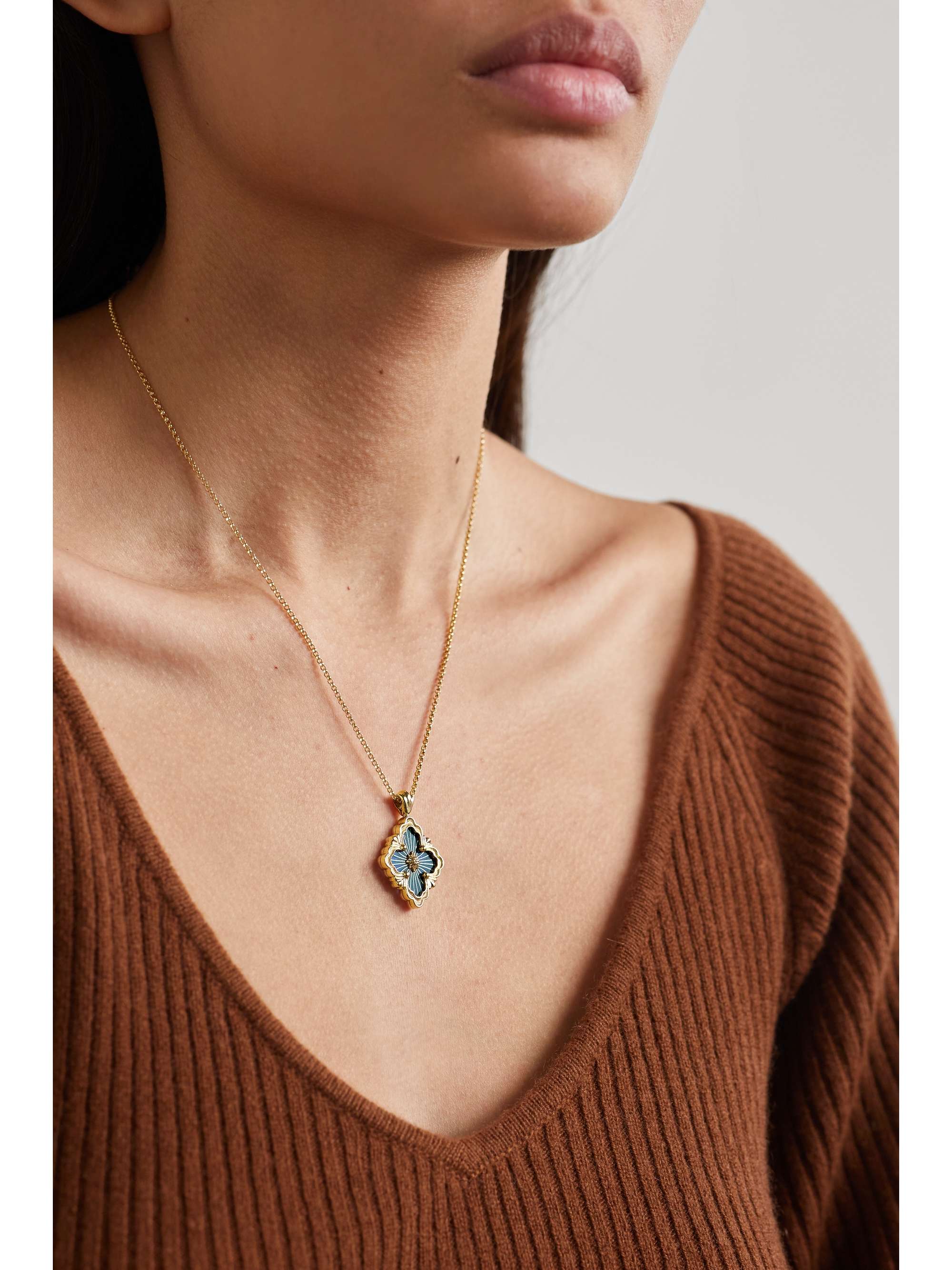 BUCCELLATI Opera Tulle 18-karat gold enamel necklace