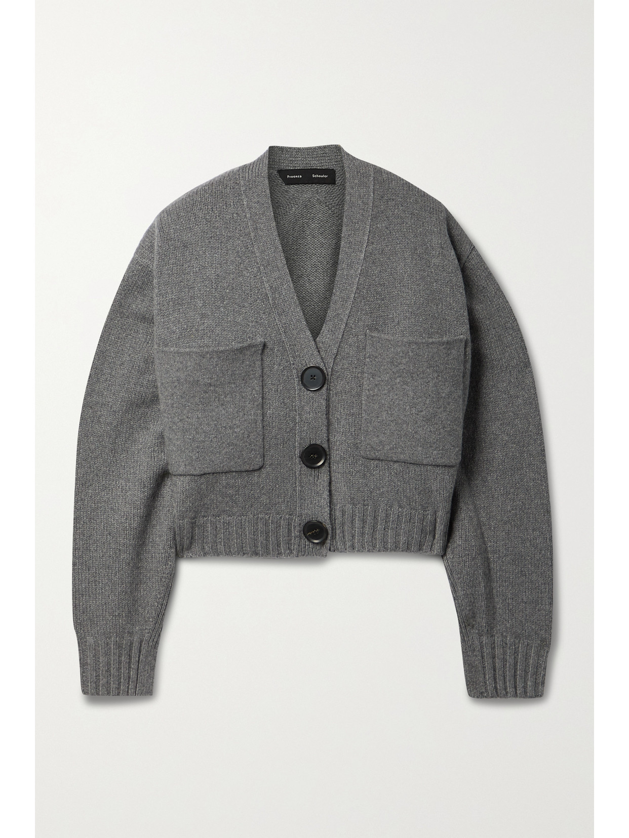 Shop Proenza Schouler Cropped Cashmere-blend Cardigan In Gray