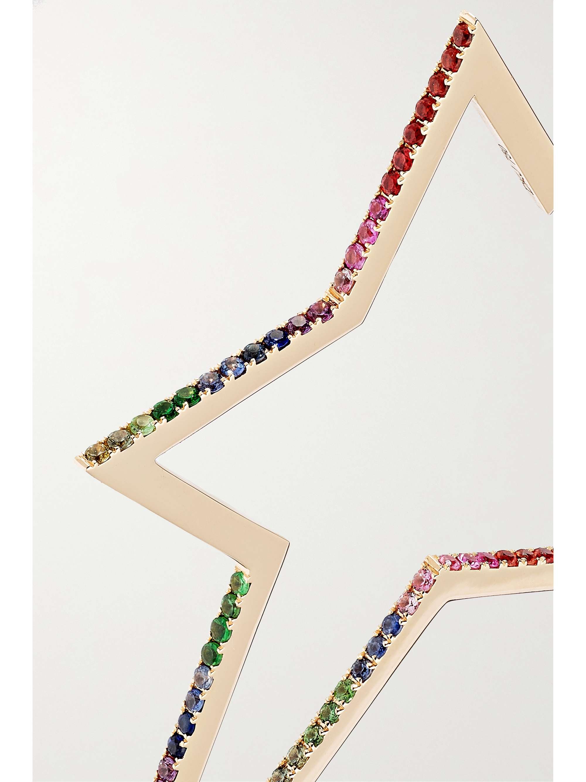 DIANE KORDAS Rainbow Star large 14-karat rose gold, sapphire and tsavorite single earring