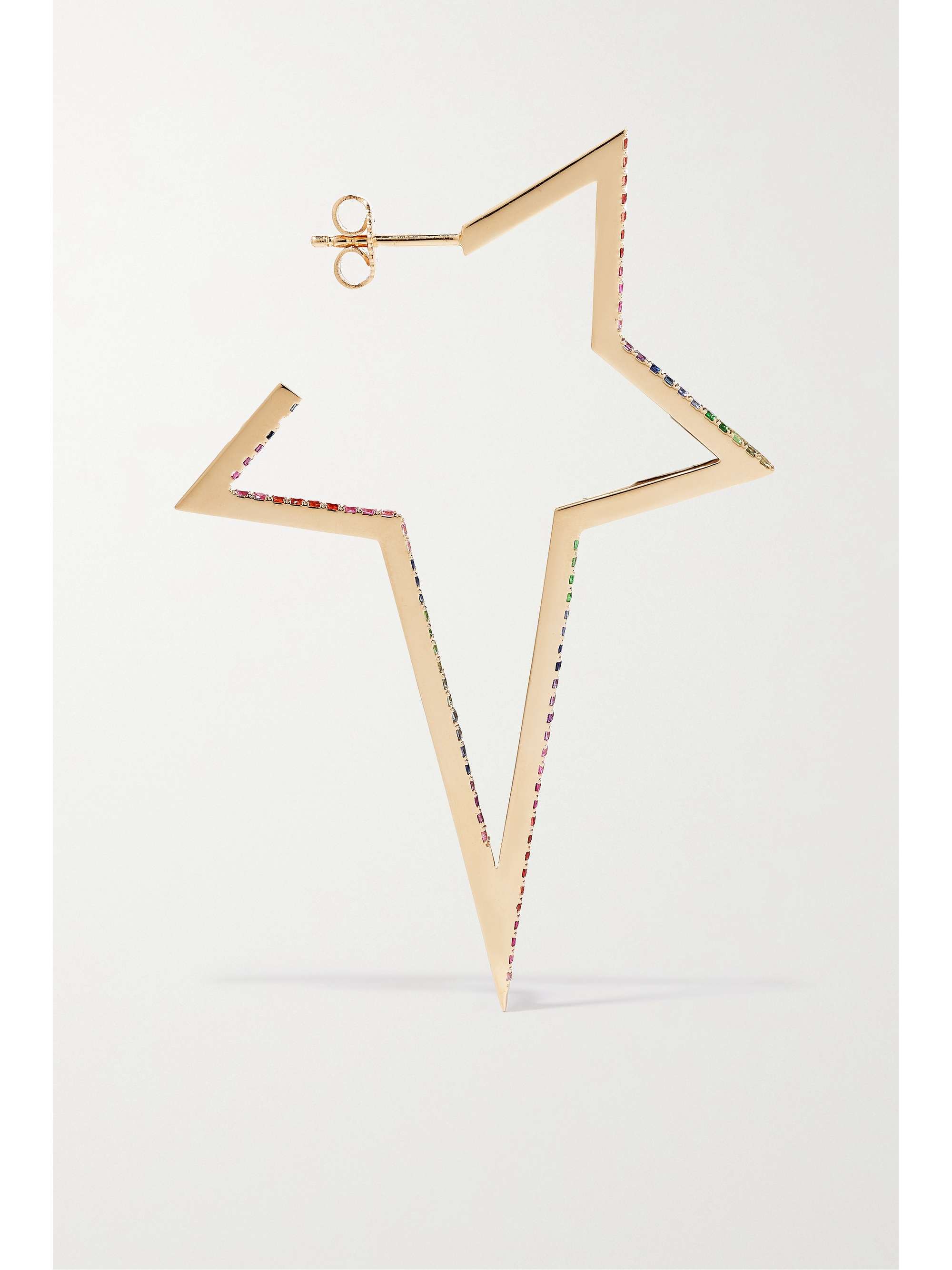 DIANE KORDAS Rainbow Star large 14-karat rose gold, sapphire and tsavorite single earring