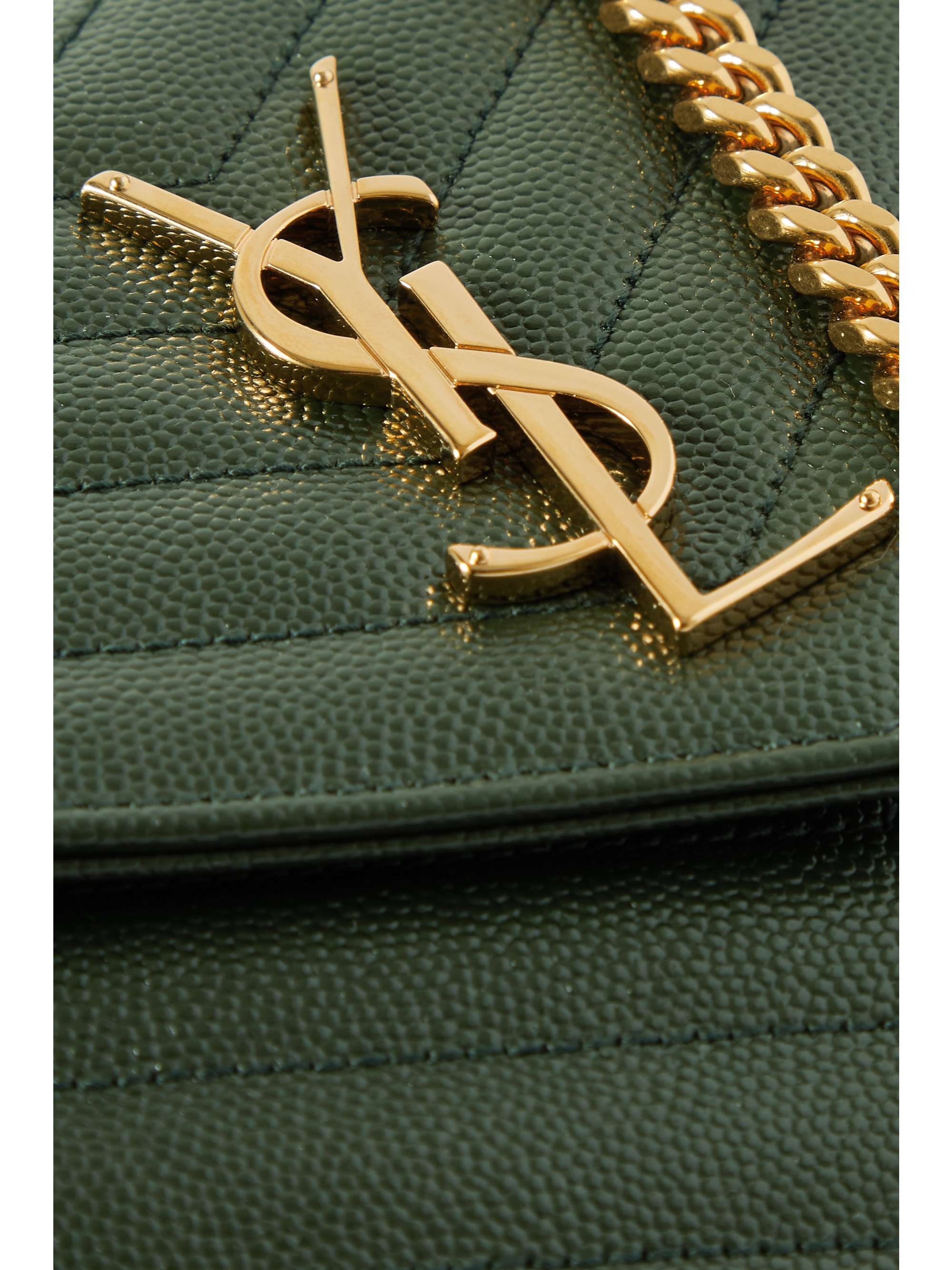SAINT LAURENT Monogramme mini quilted texturedleather shoulder bag