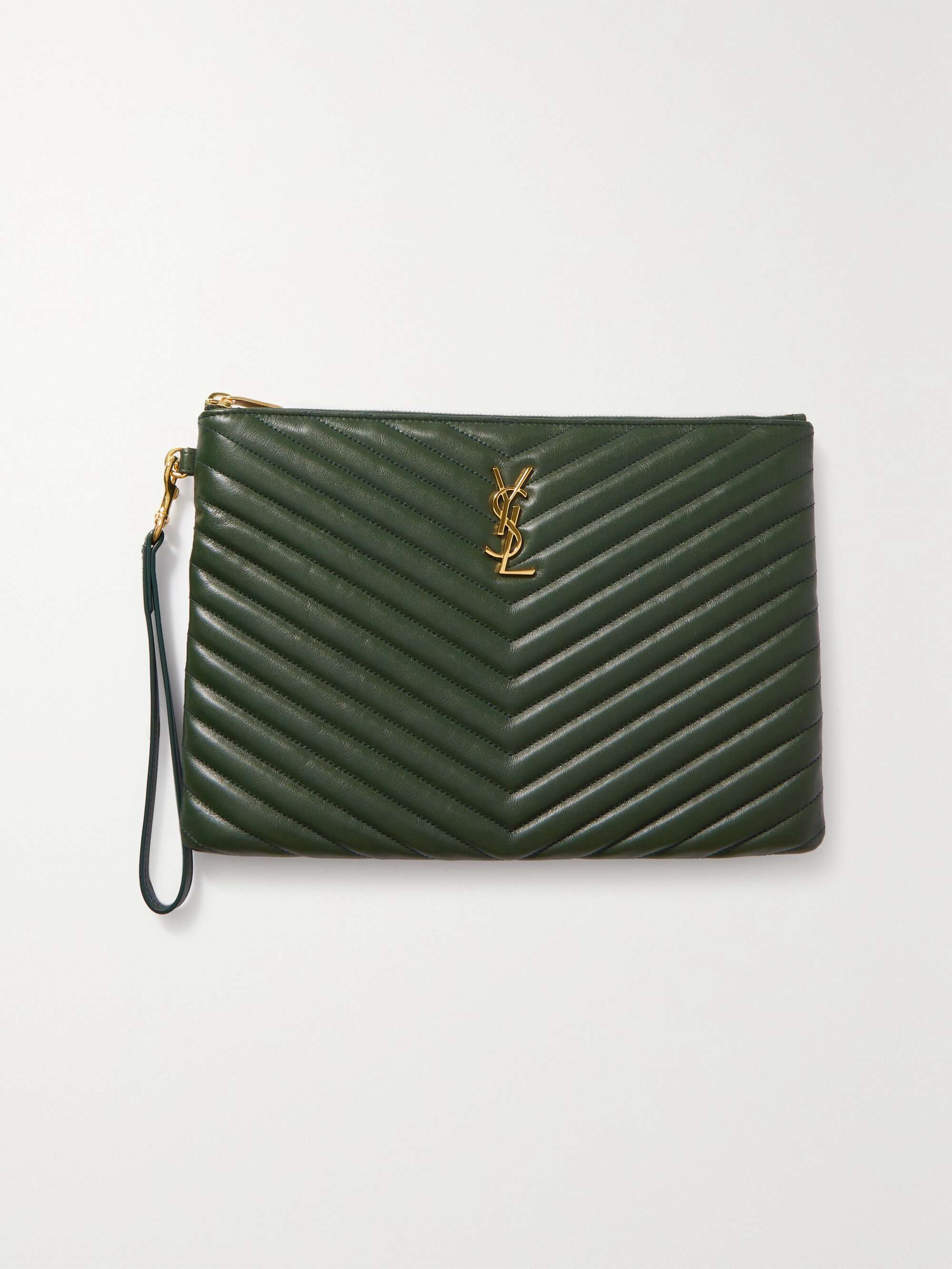 green leather pouch