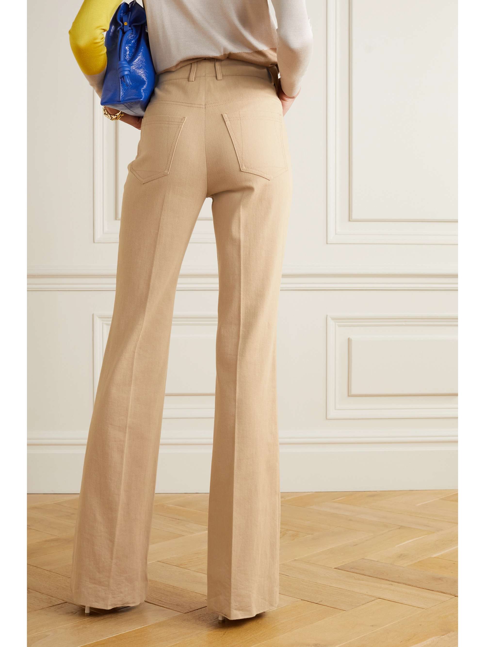 Beige Farid twill bootcut pants | AKRIS 