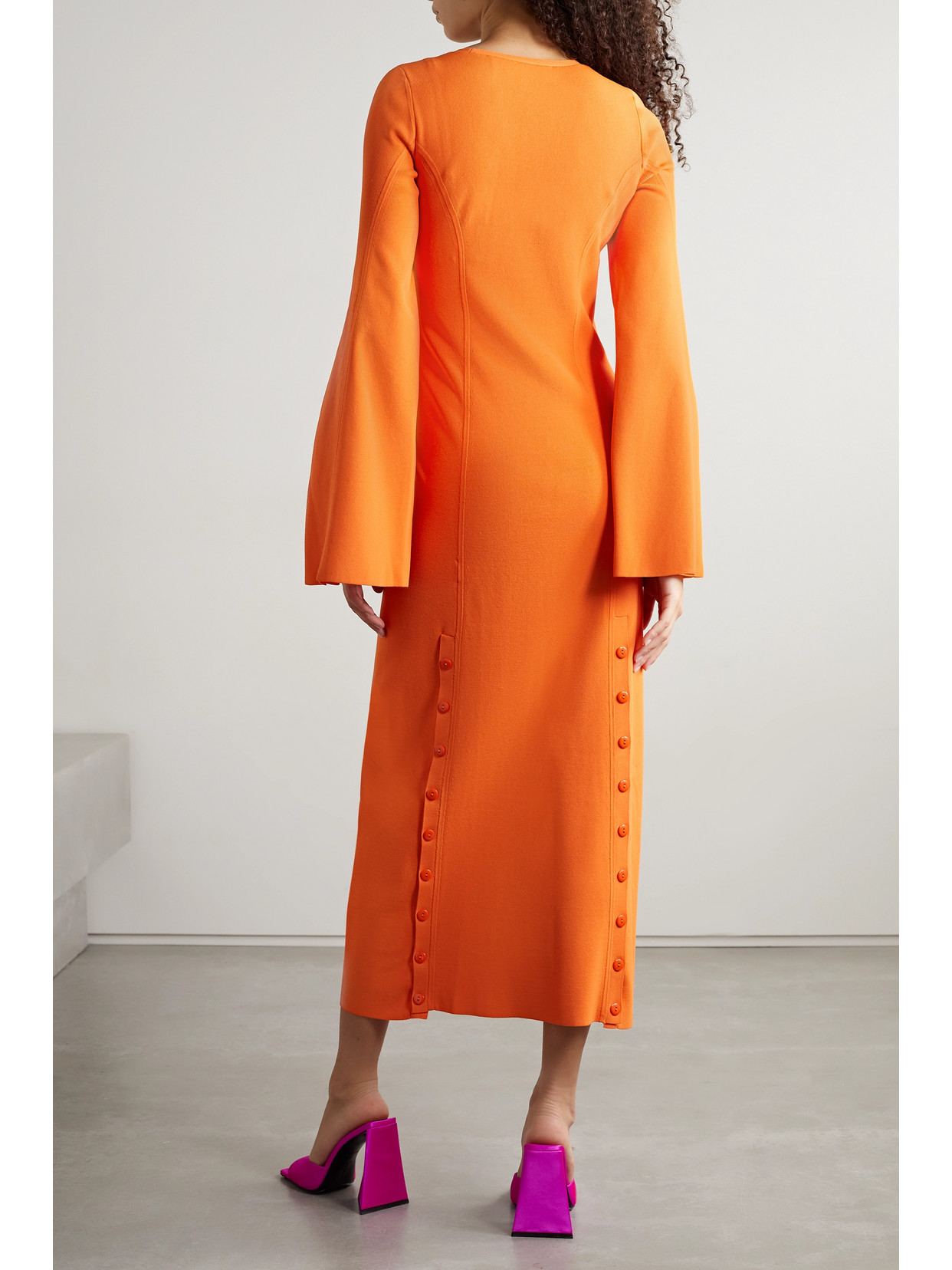 Christopher John Rogers Neon Stretch-jersey Maxi Dress In Orange