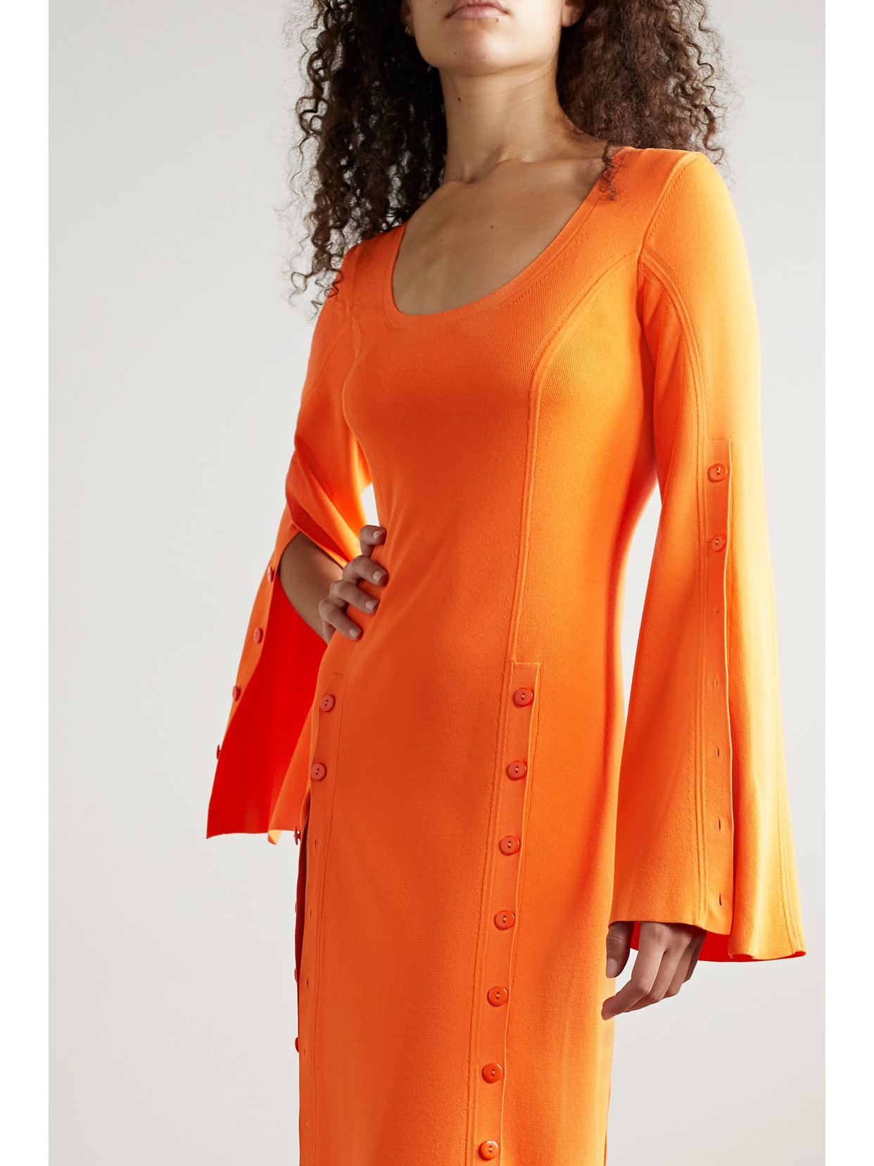 Christopher John Rogers Neon Stretch-jersey Maxi Dress In Orange