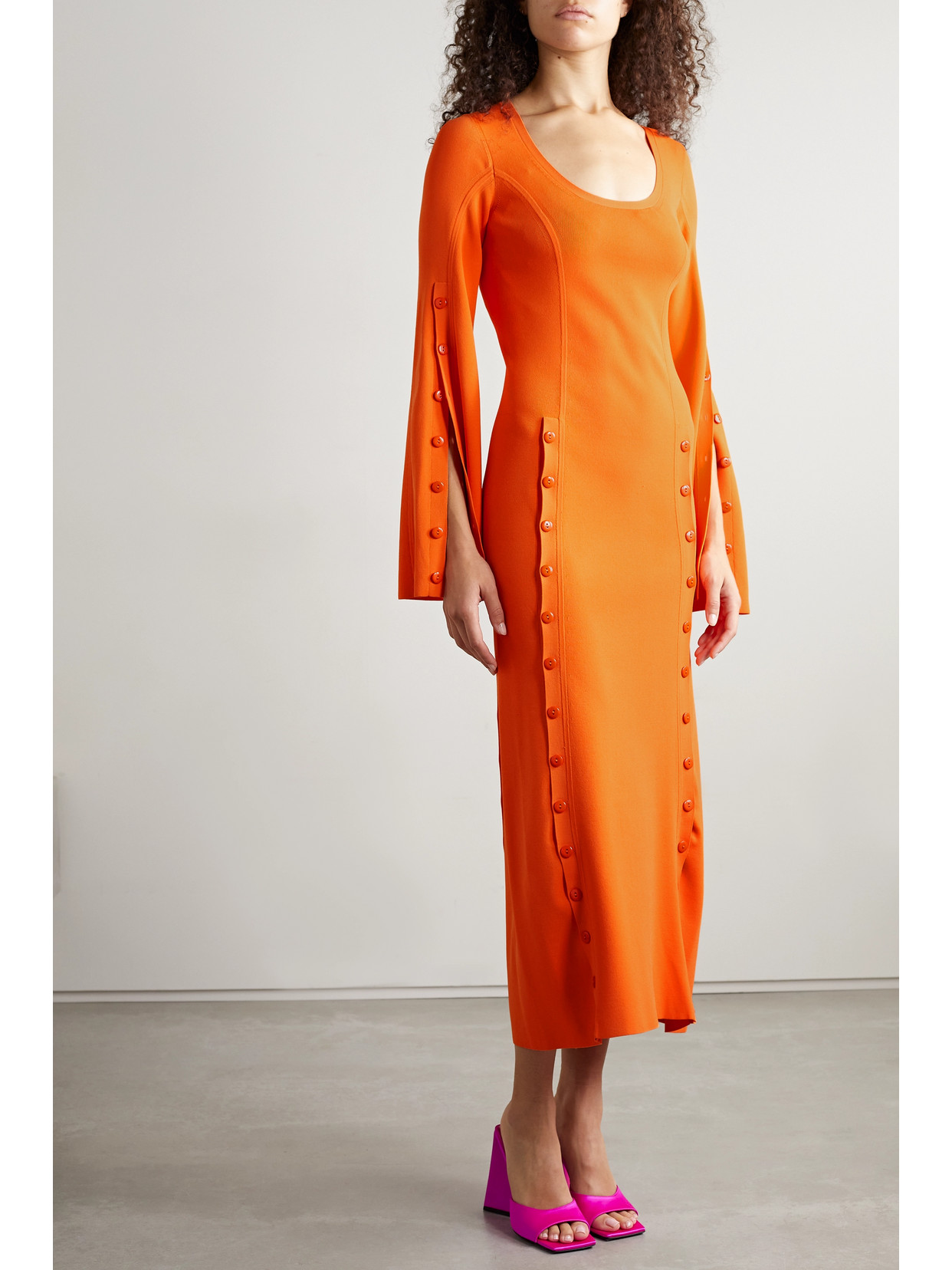 Christopher John Rogers Neon Stretch-jersey Maxi Dress In Orange