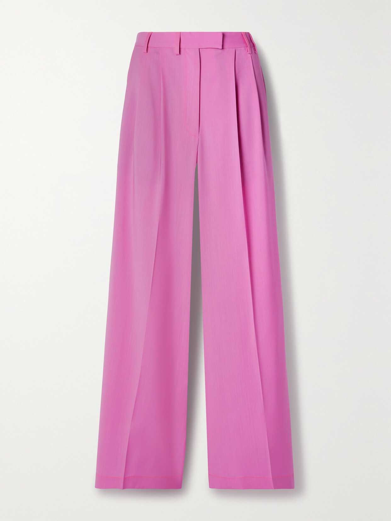 Christopher John Rogers Pleated Wool Wide-leg Pants - Pink