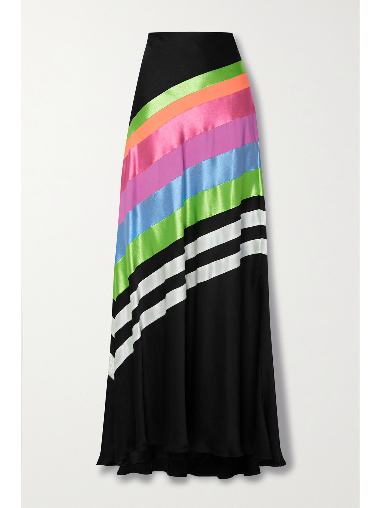 Christopher John Rogers Paneled Satin And Cloqué Maxi Skirt - Black