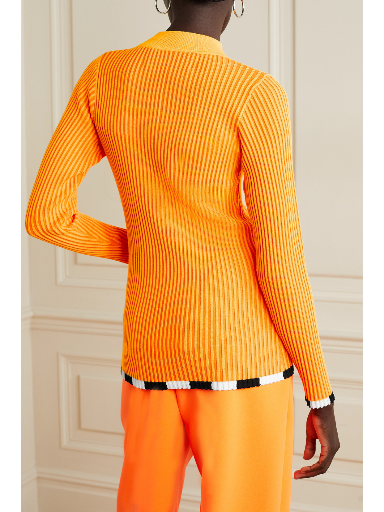 Color-Block Ribbed Wool-Blend Sweater