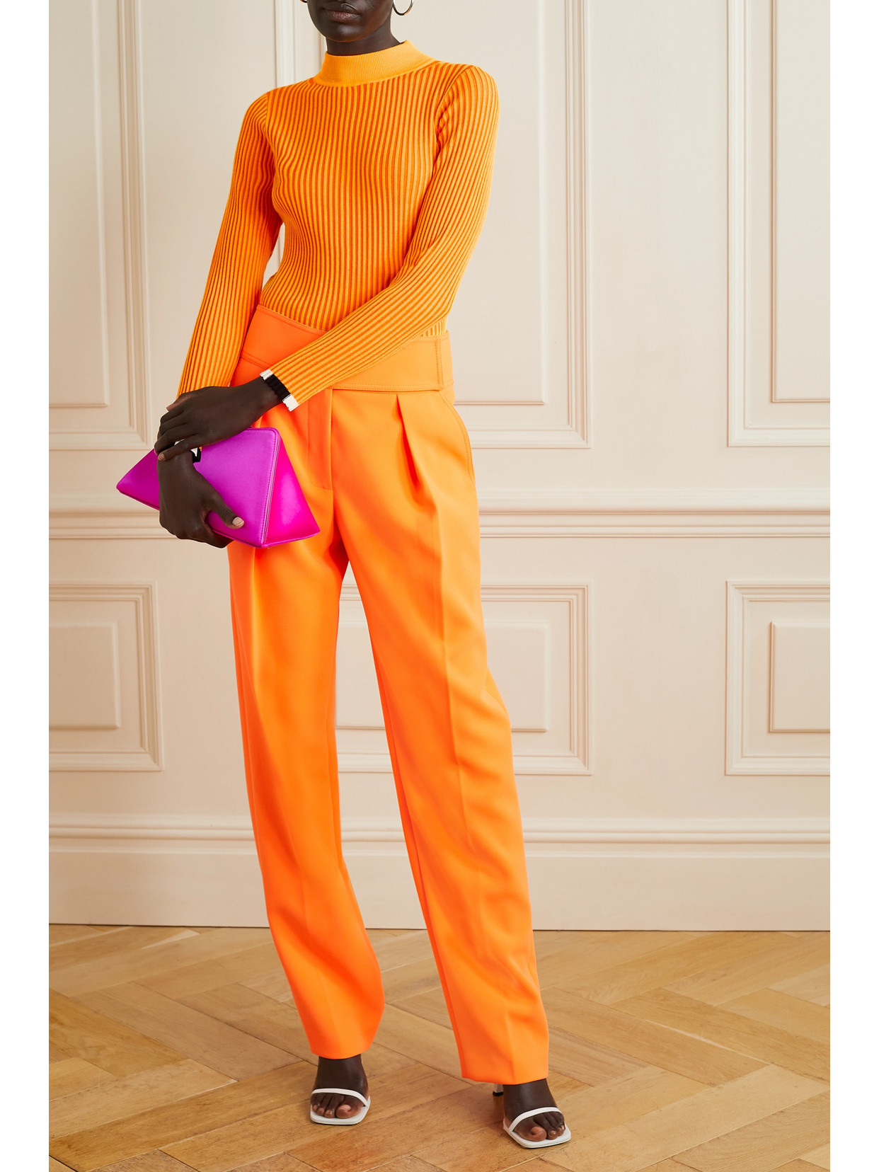 Color-Block Ribbed Wool-Blend Sweater
