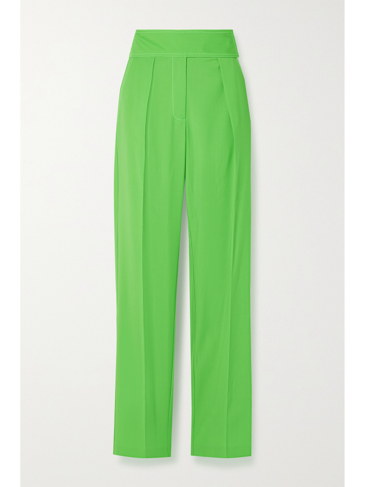 Christopher John Rogers Pleated Wool Tapered Pants - Green
