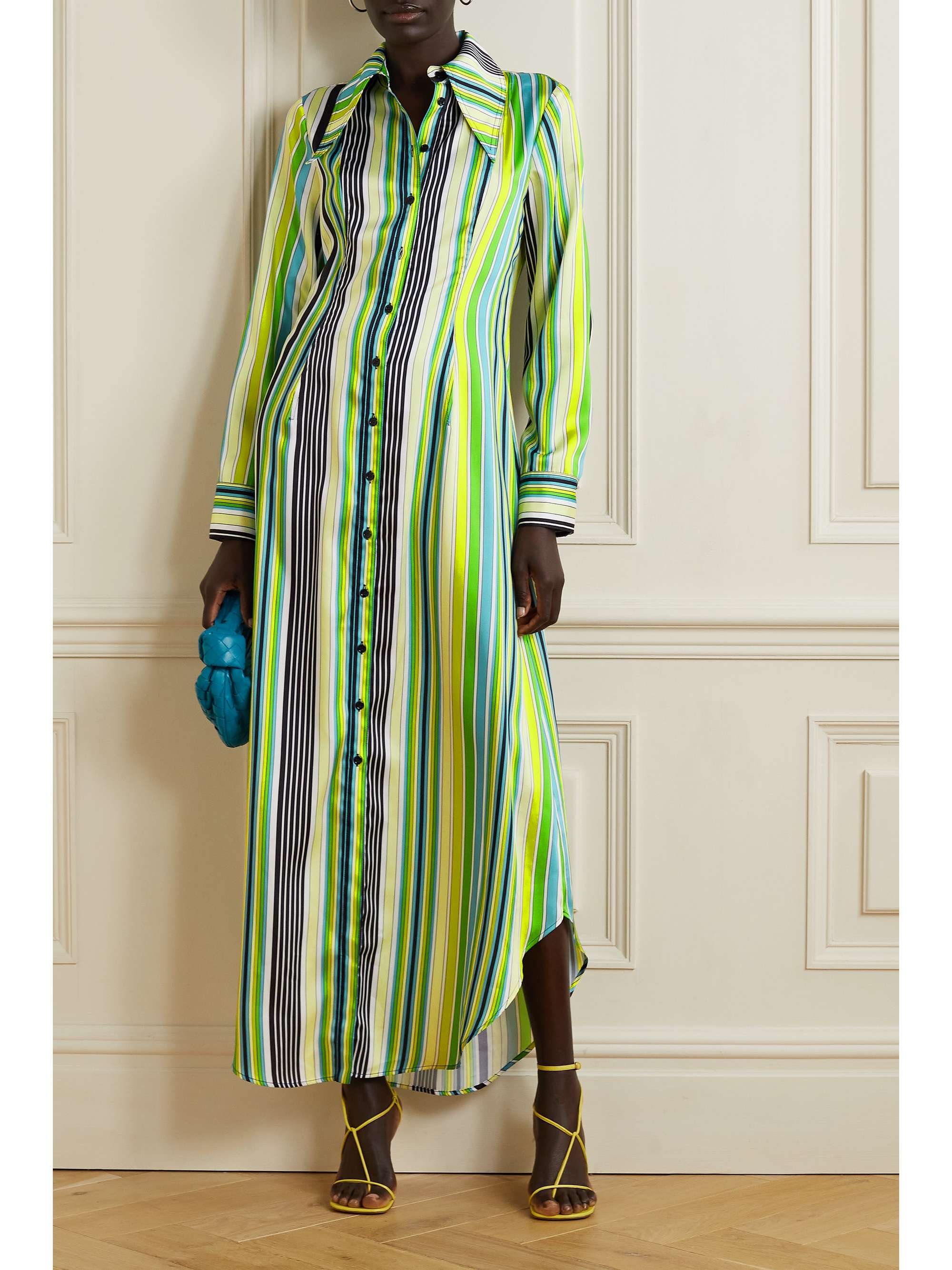 CHRISTOPHER JOHN ROGERS Striped satin shirt dress