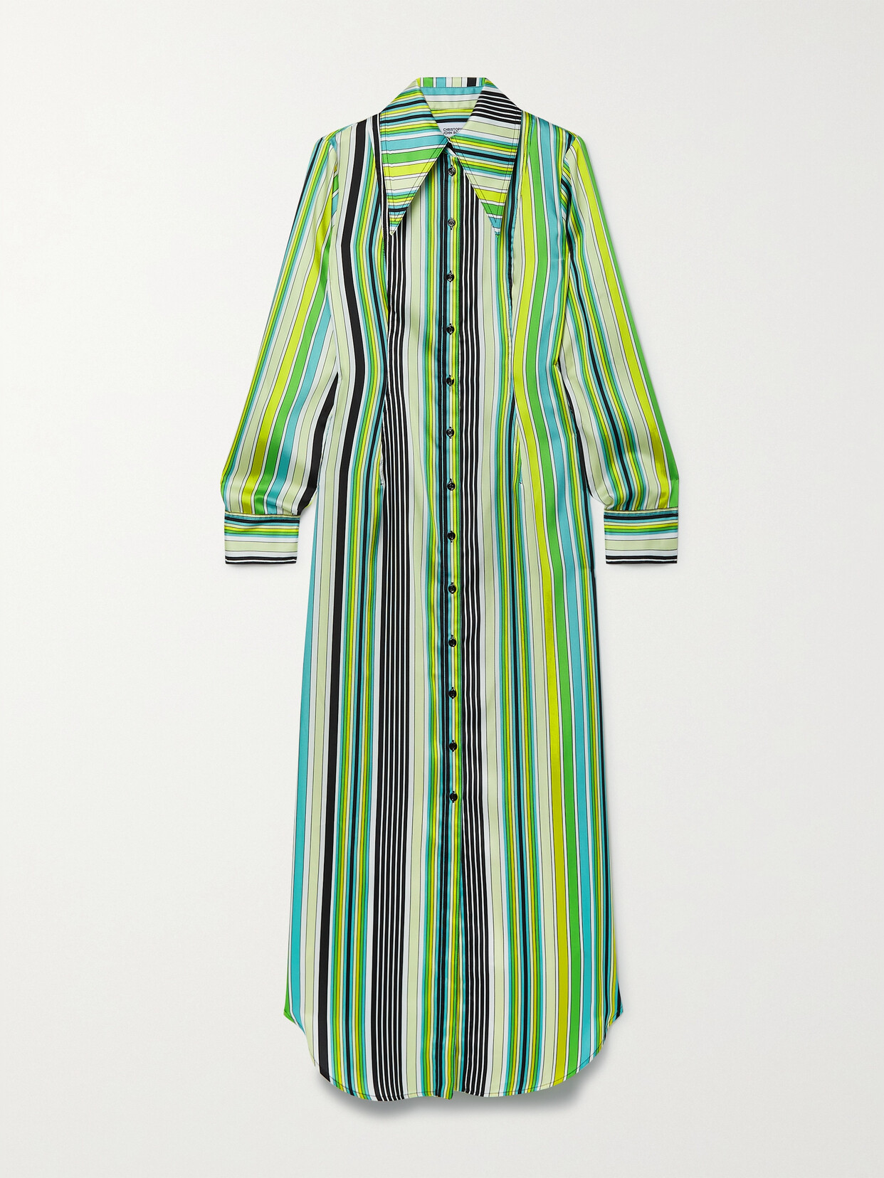 Christopher John Rogers - Striped Satin Shirt Dress - Green