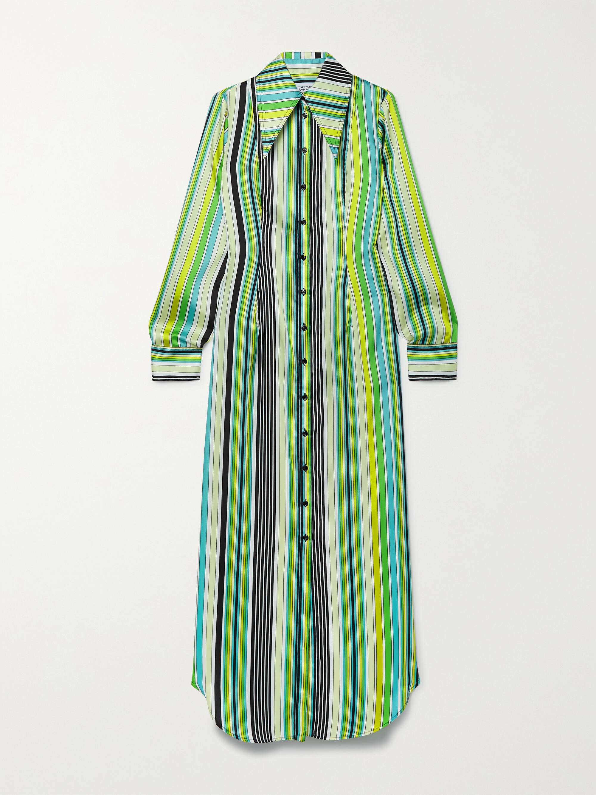 CHRISTOPHER JOHN ROGERS Striped satin shirt dress | NET-A-PORTER