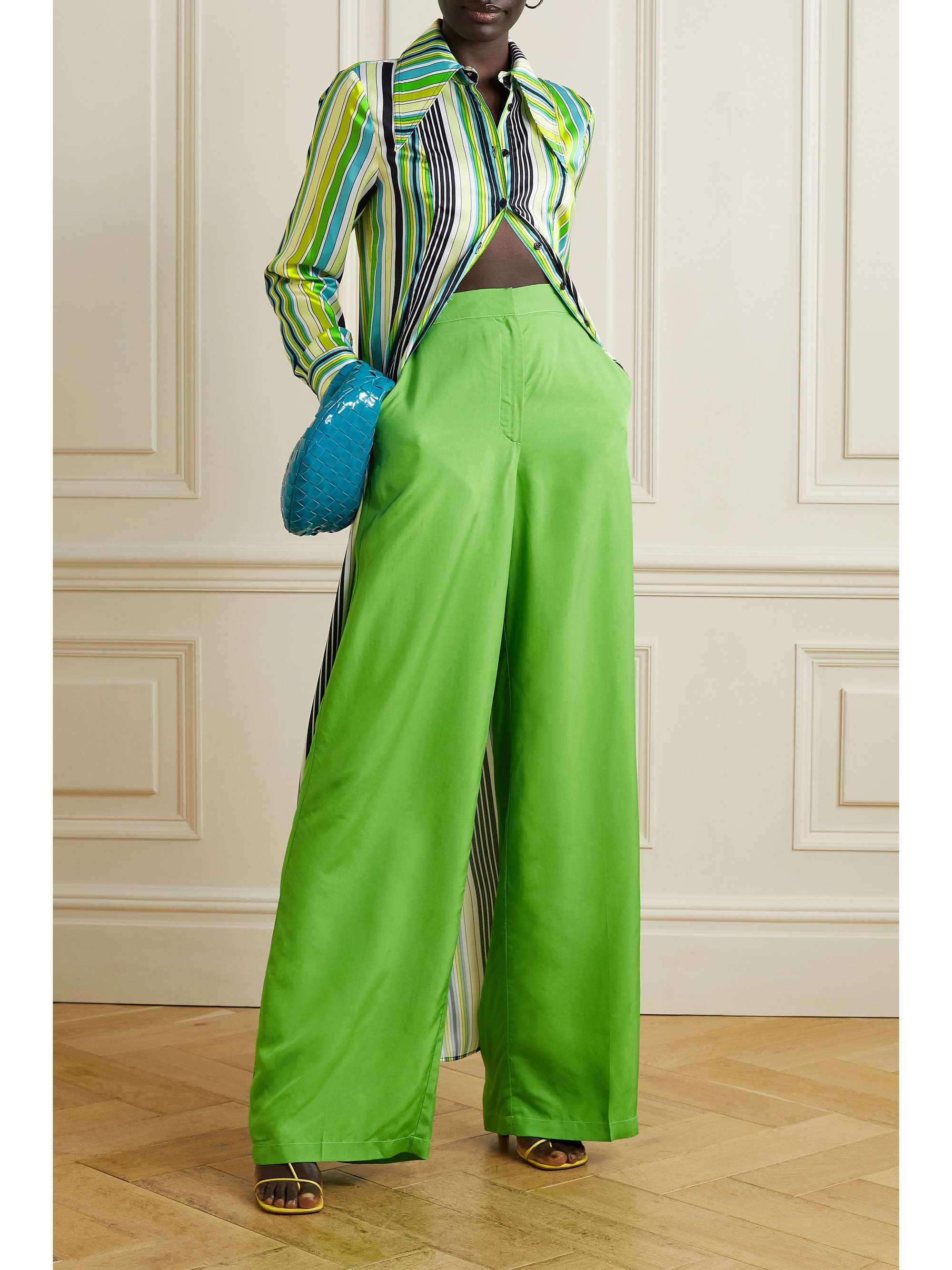 CHRISTOPHER JOHN ROGERS Striped satin shirt dress