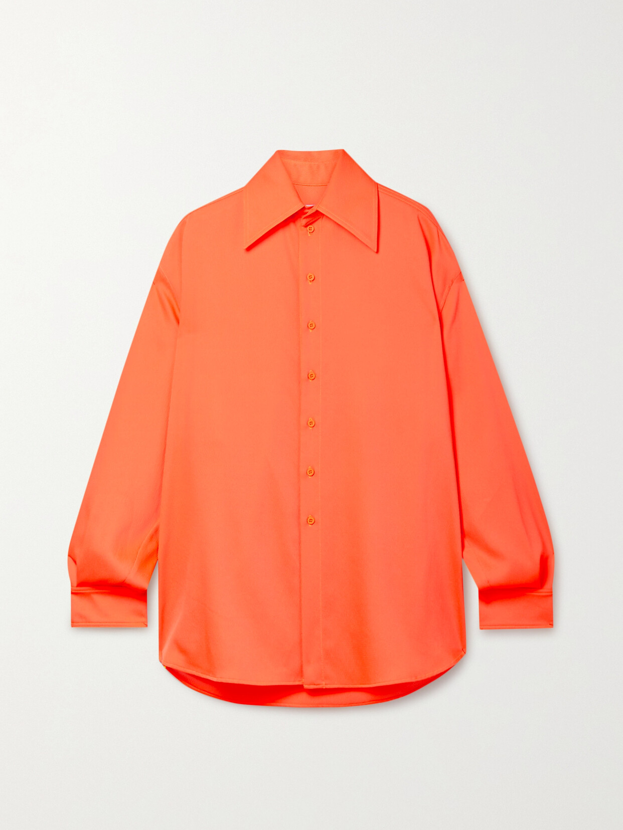 Christopher John Rogers Oversized Crepe Shirt In Orange