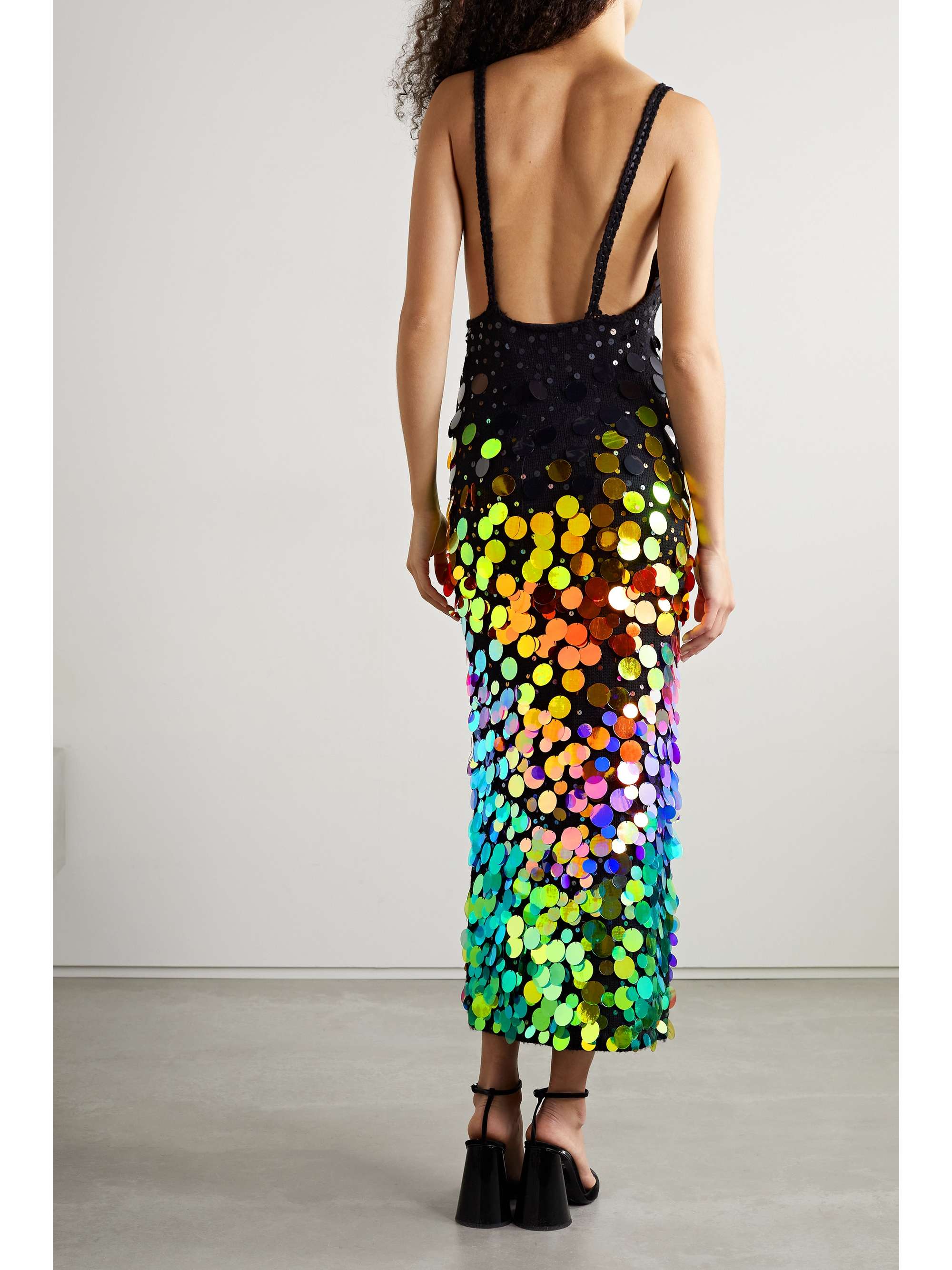CHRISTOPHER JOHN ROGERS Open-back pailette-embellished wool midi dress