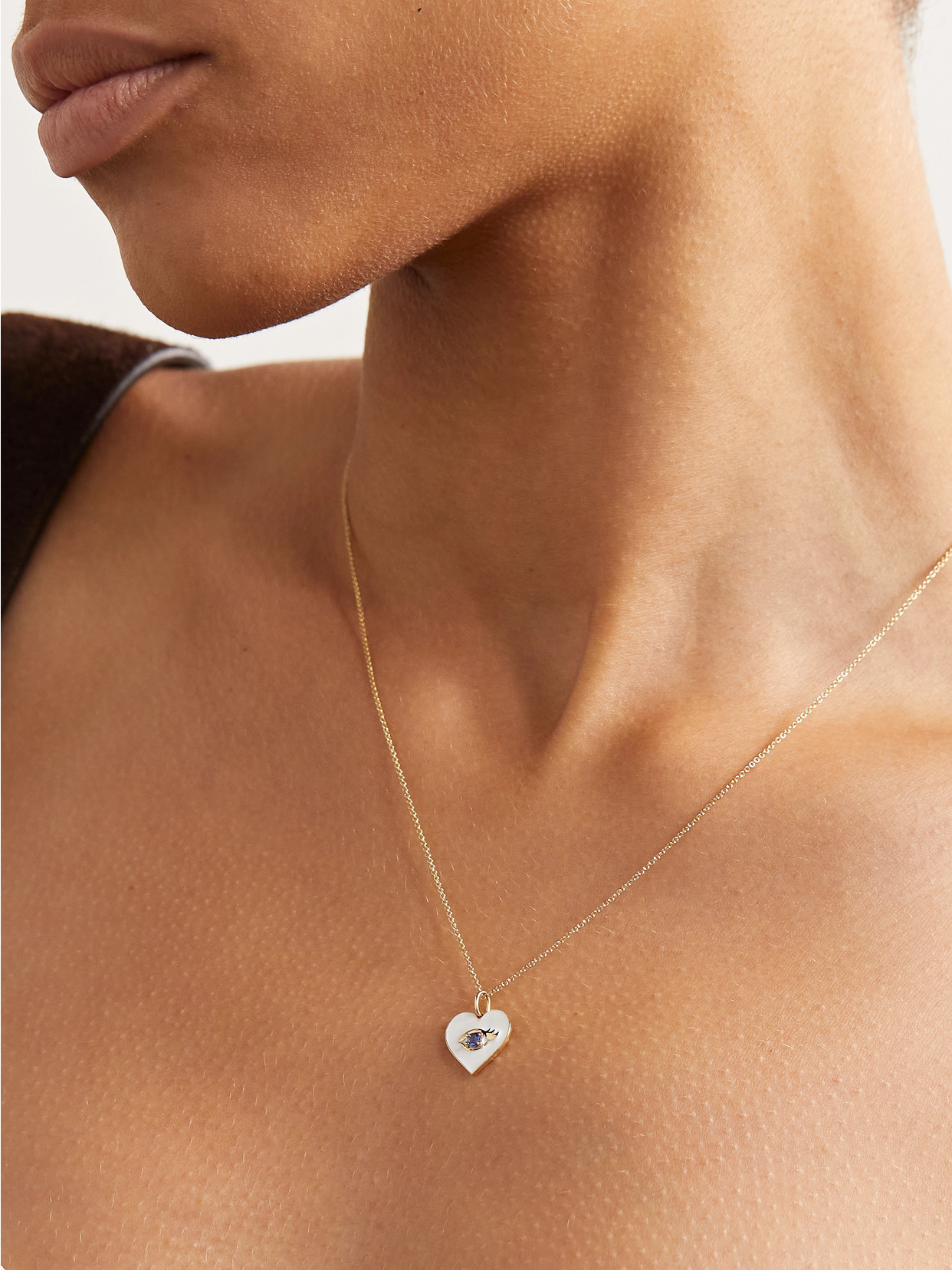 Sydney Evan Chance Heart 14-karat Gold, Enamel And Sapphire Necklace In Gold