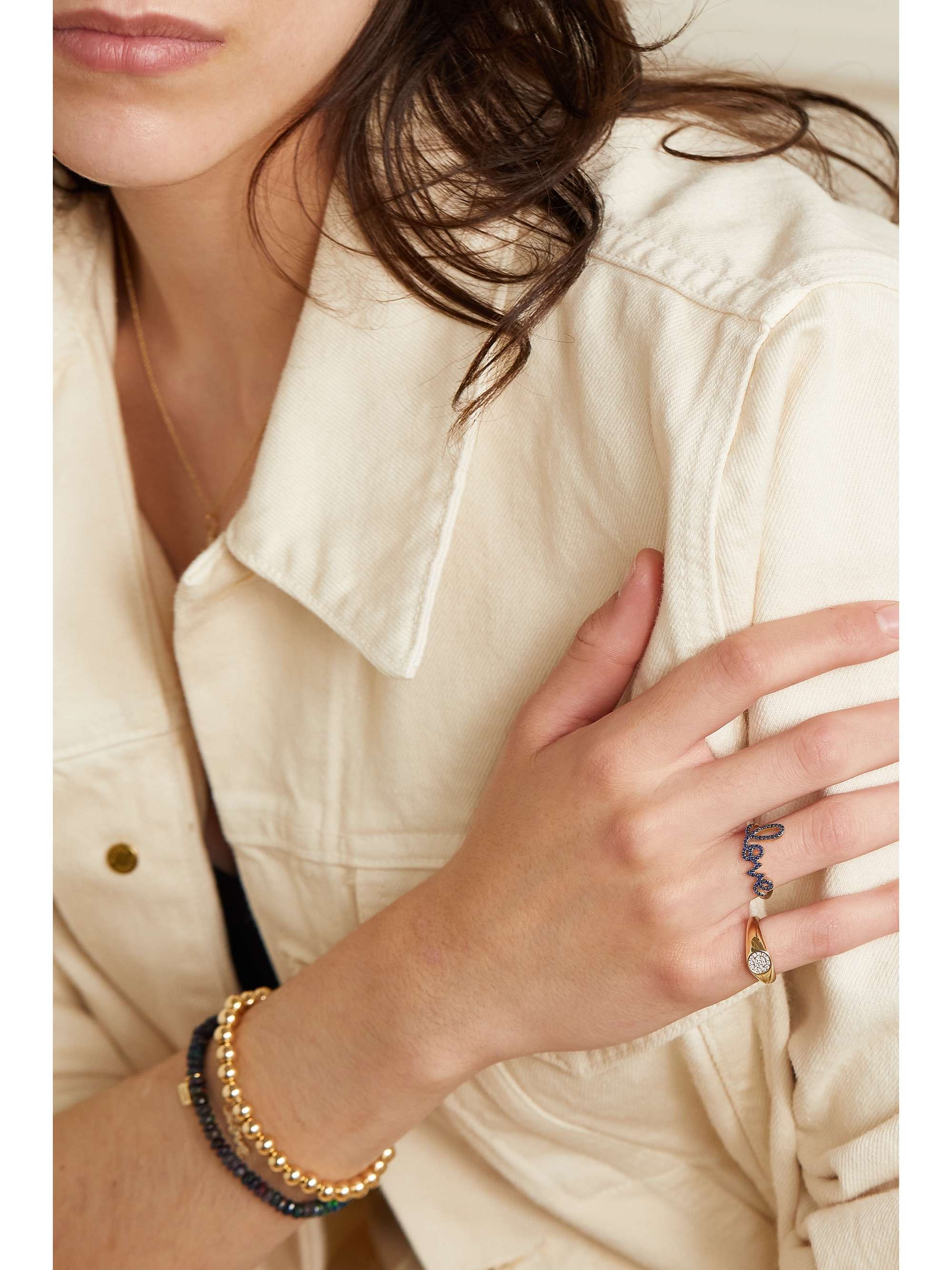 SYDNEY EVAN Large Love 14-karat gold sapphire ring