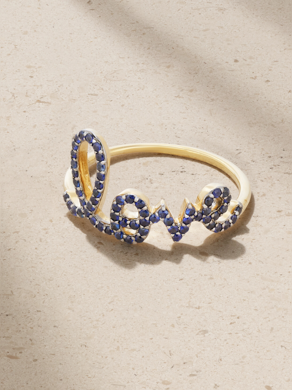 Sydney Evan Large Love 14-karat Gold Sapphire Ring