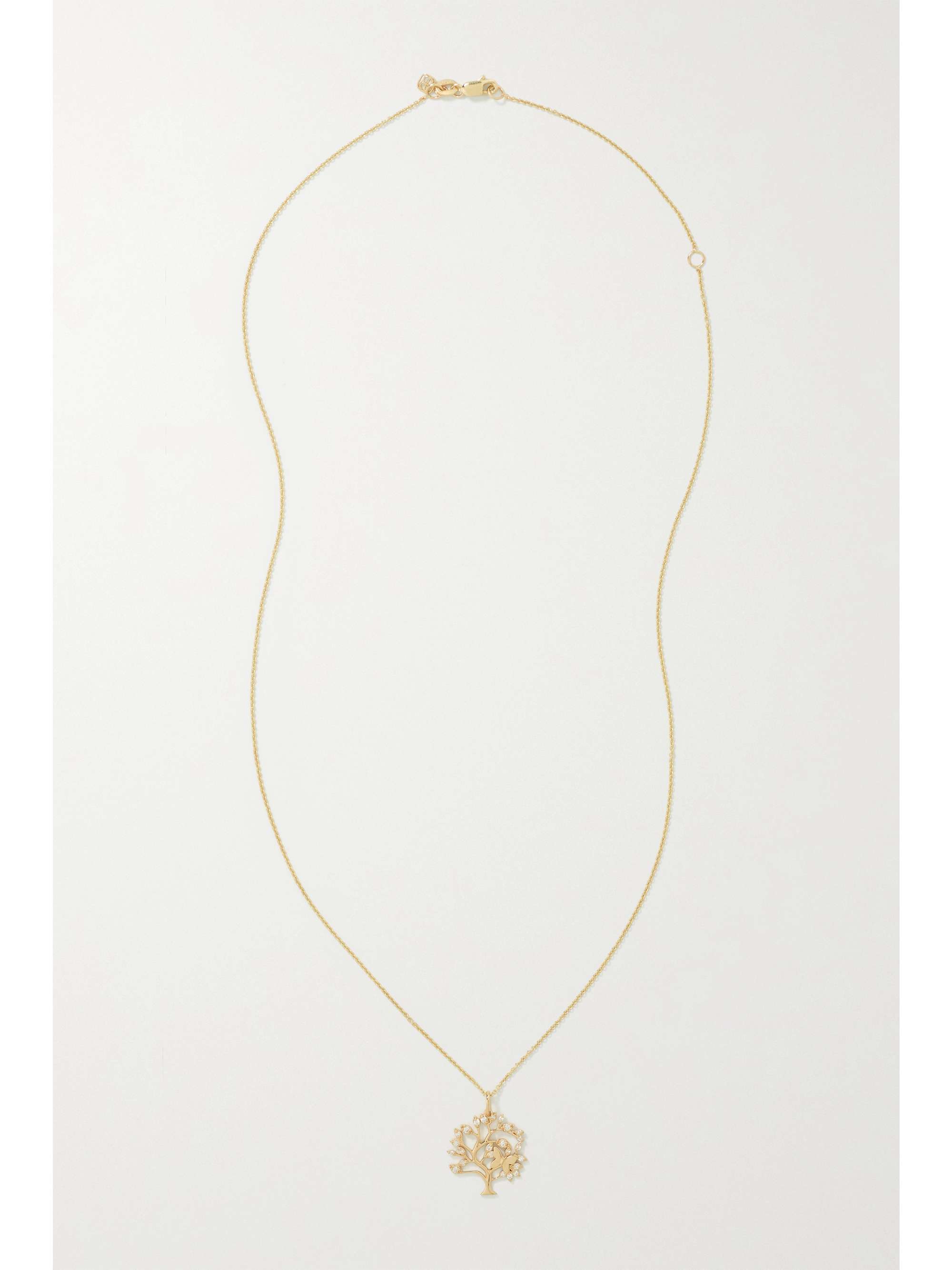 SYDNEY EVAN Butterfly Tree of Life 14-karat gold diamond necklace