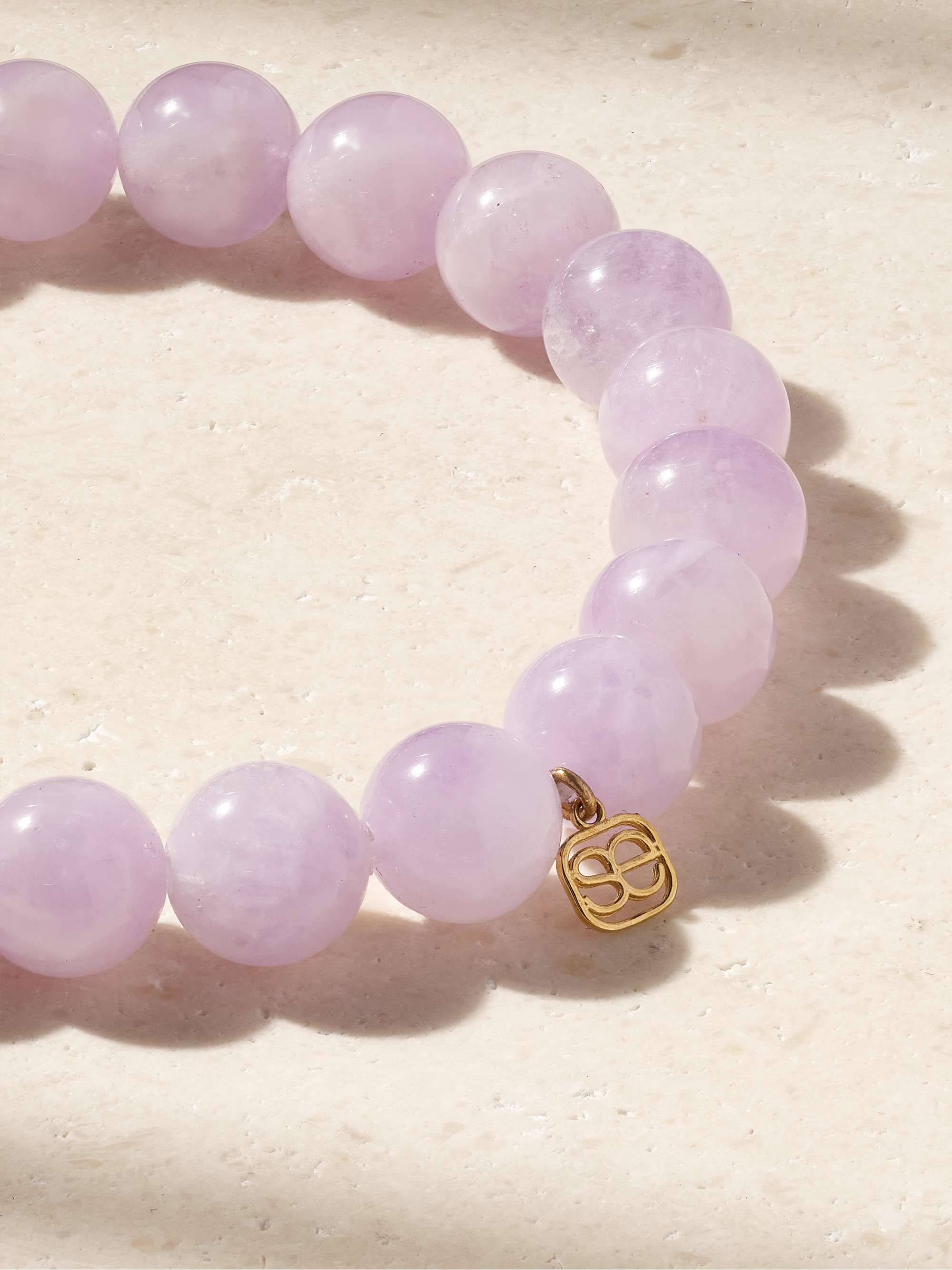 SYDNEY EVAN Evil Eye 14-karat gold, amethyst and diamond bracelet